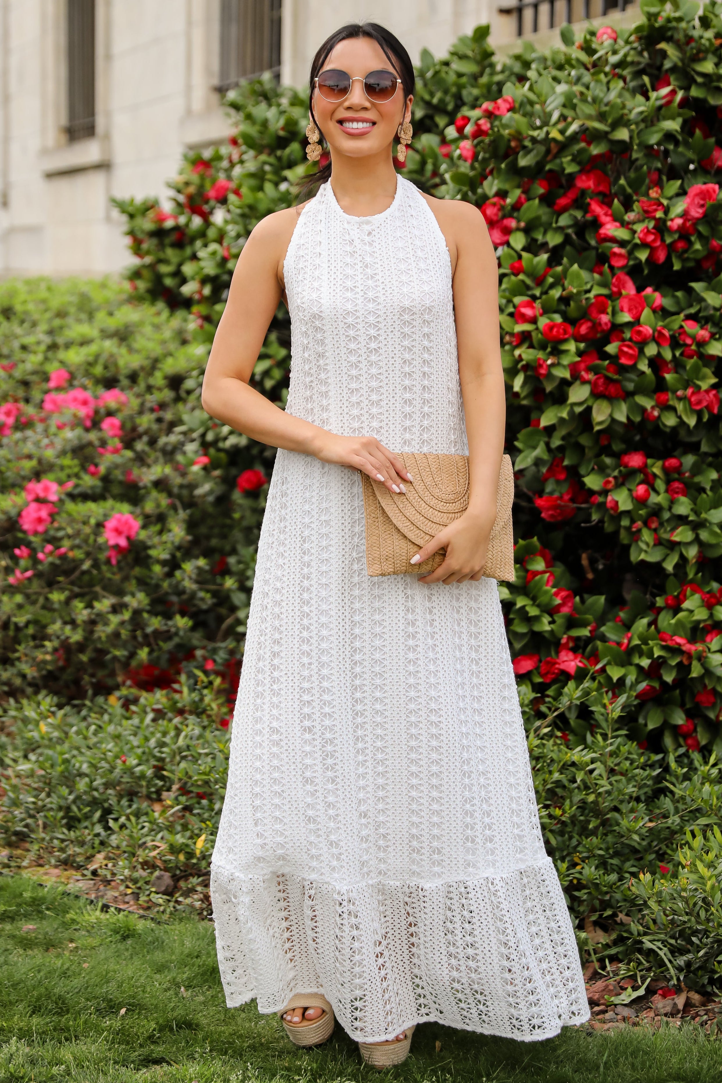 Divine Intentions Crochet Knit Halter Maxi Dress