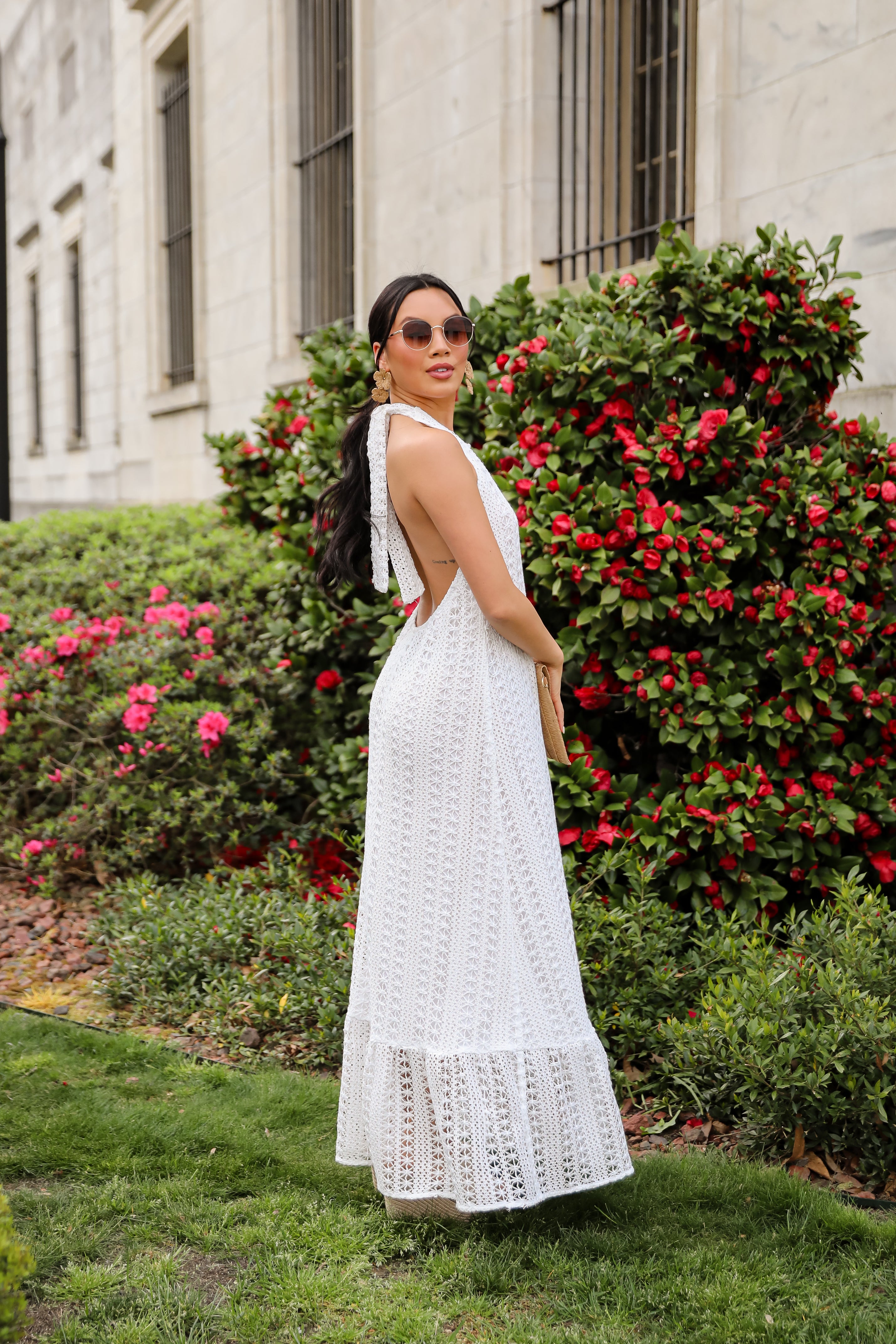 Divine Intentions Crochet Knit Halter Maxi Dress