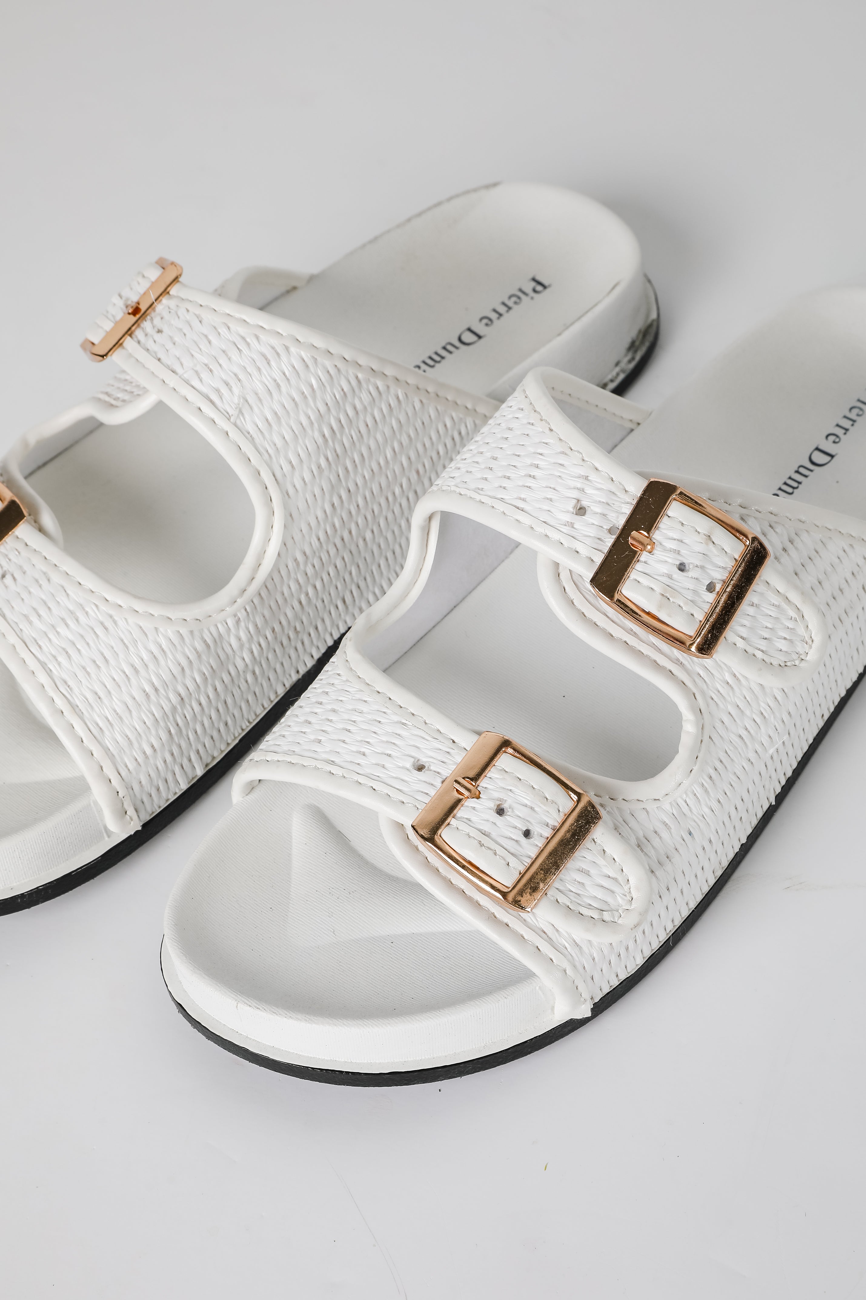 Palm Beach White Straw Double Strap Sandals