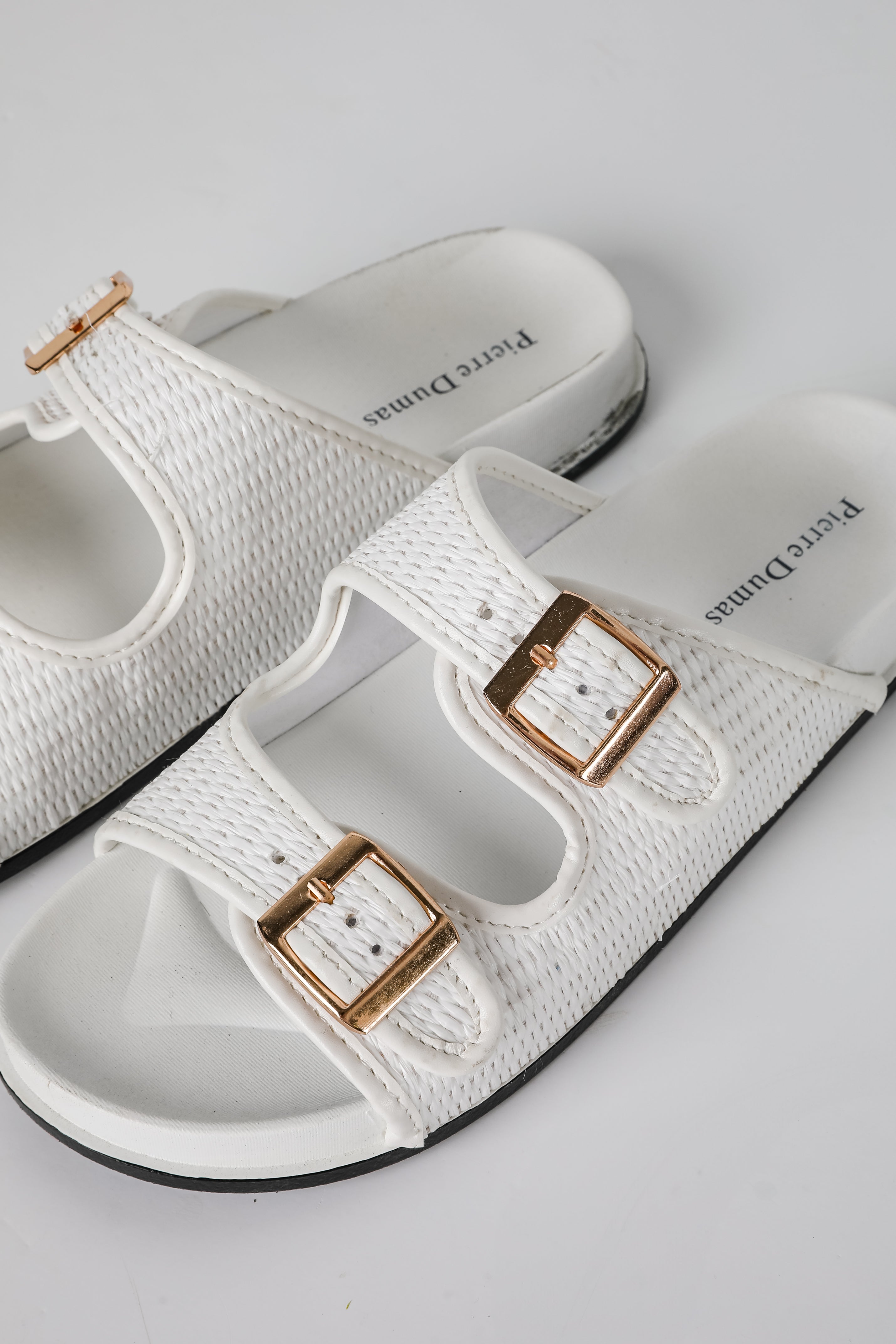 Palm Beach White Straw Double Strap Sandals