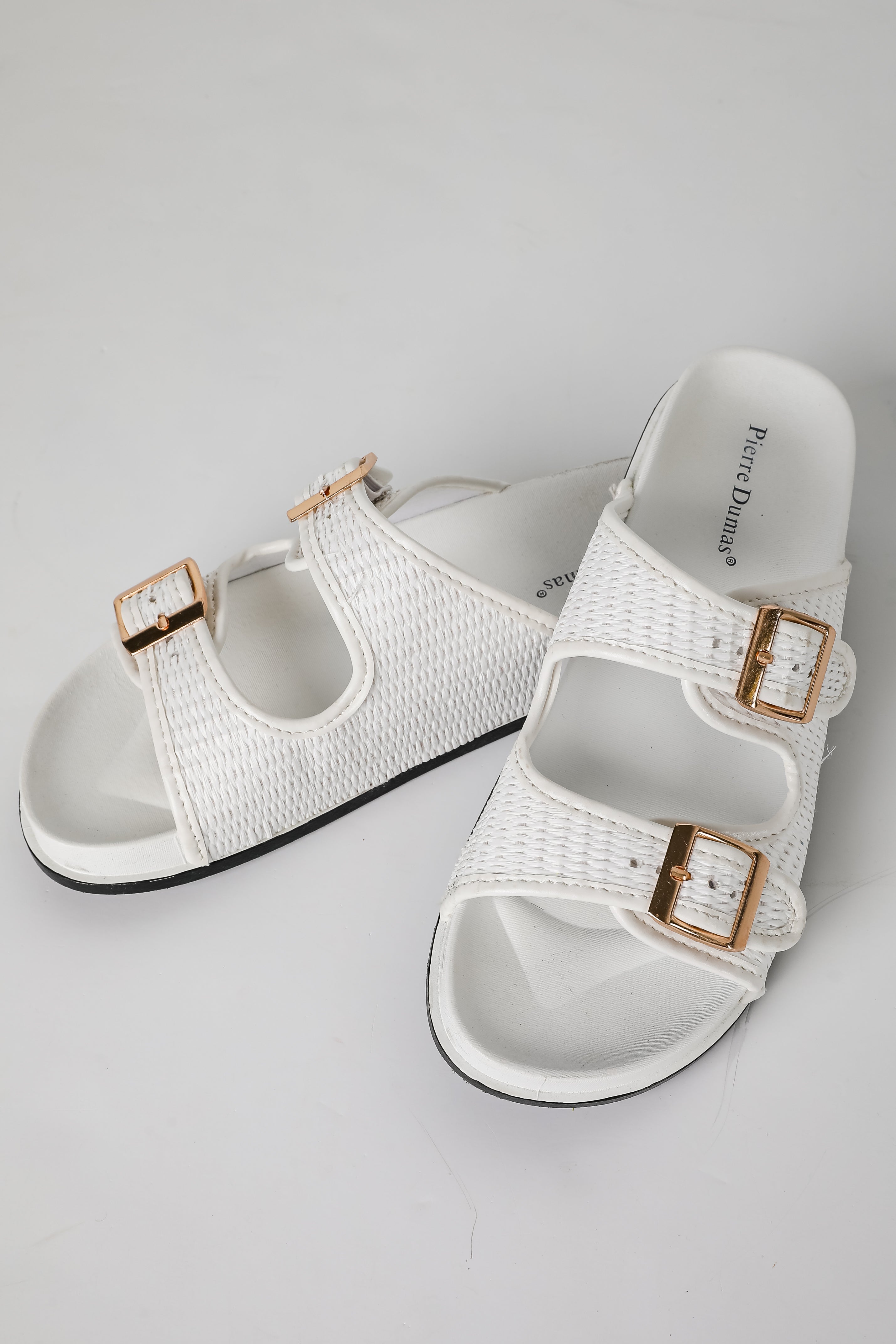Palm Beach White Straw Double Strap Sandals