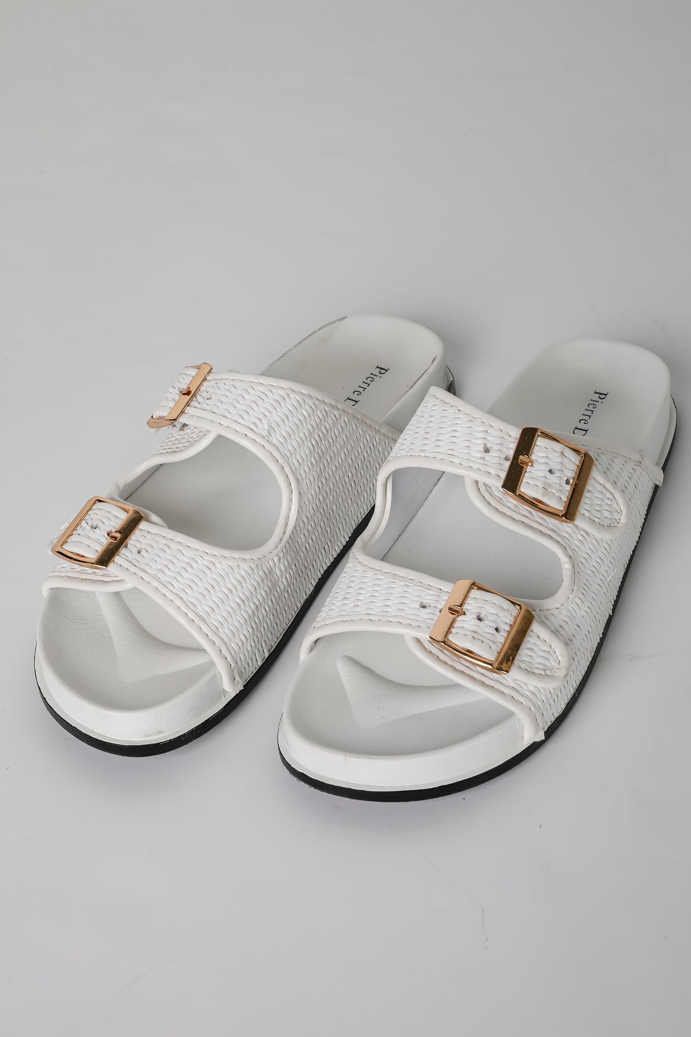 Palm Beach White Straw Double Strap Sandals