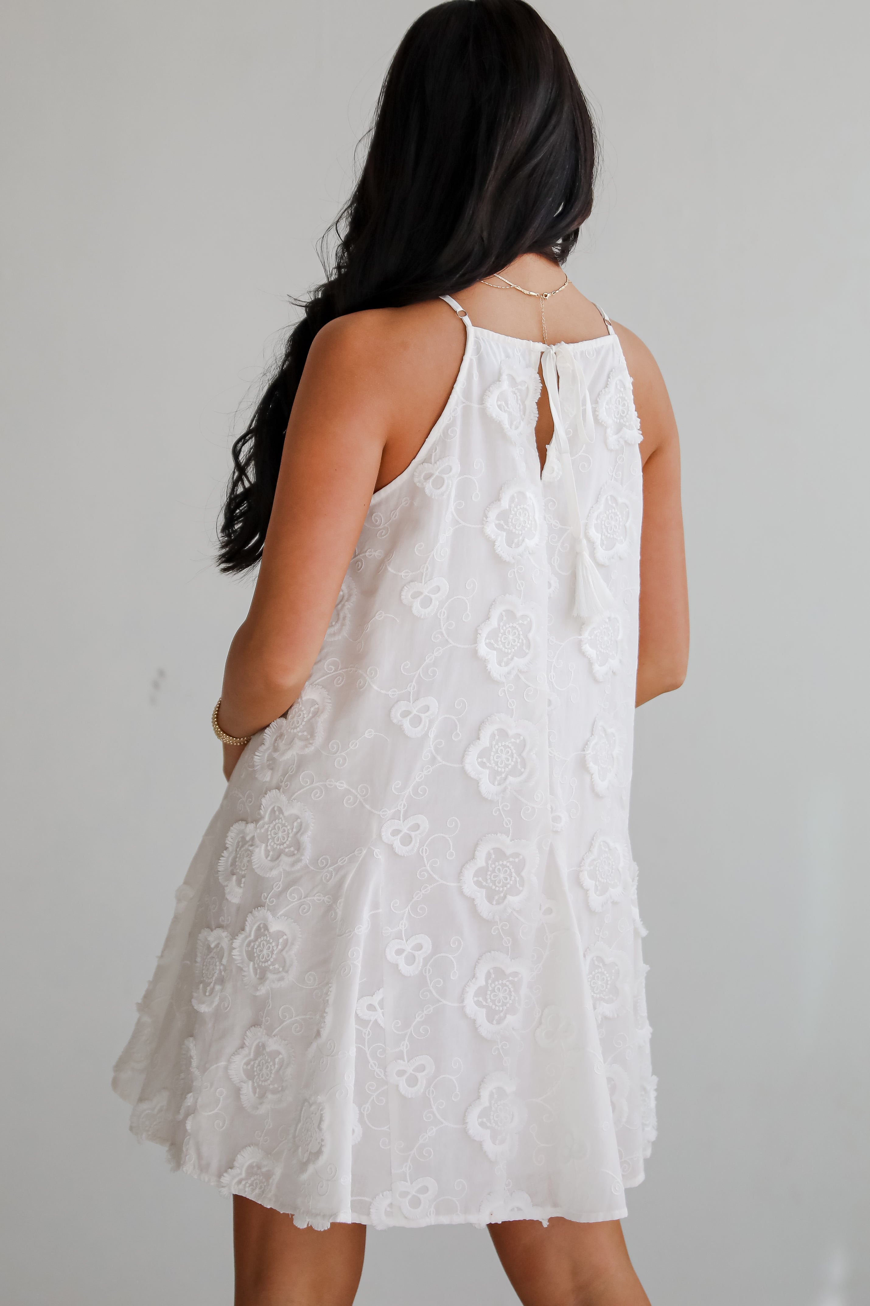Always Remarkable White Floral Embroidered Mini Dress