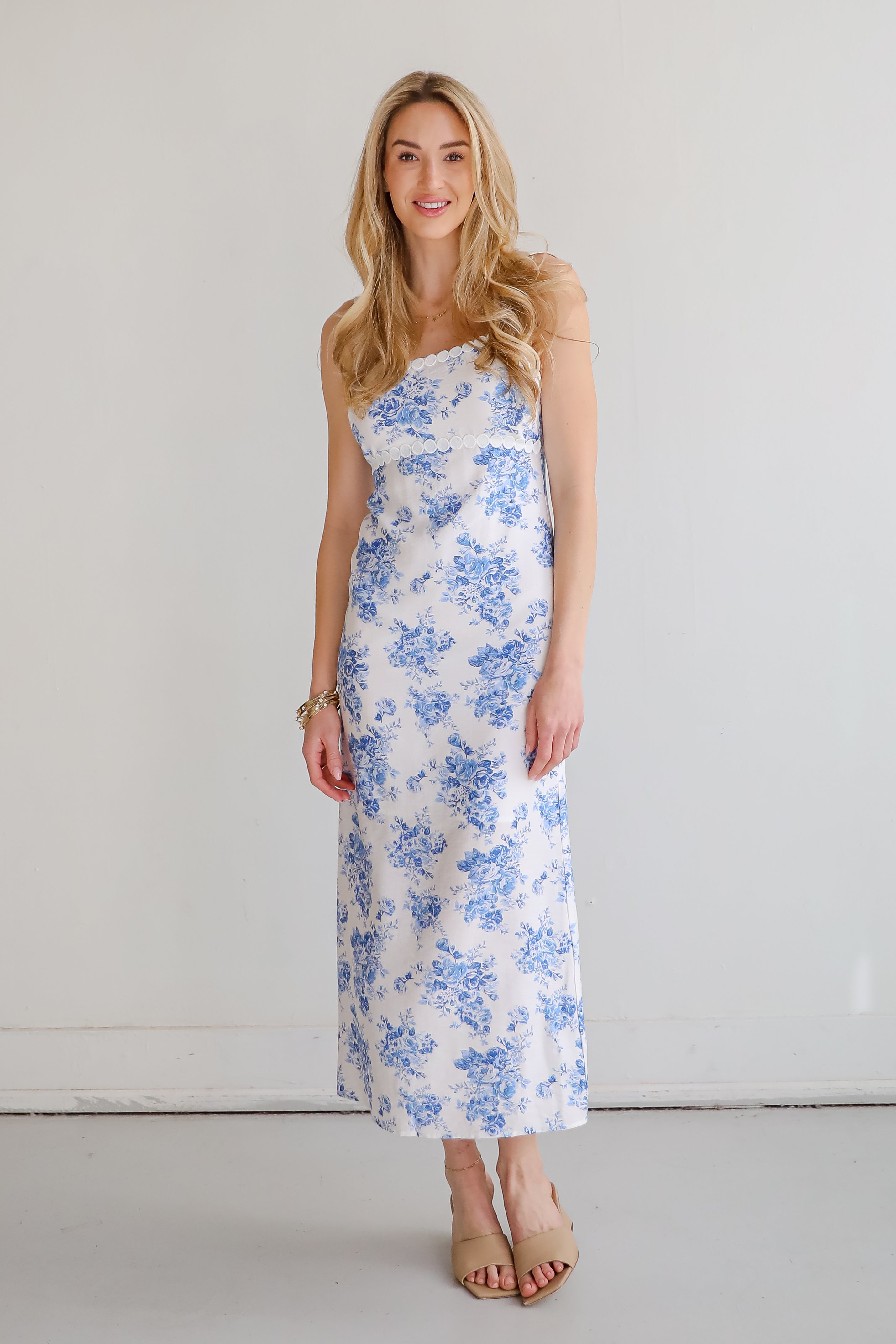 Divinely Sunny White Floral Maxi Dress