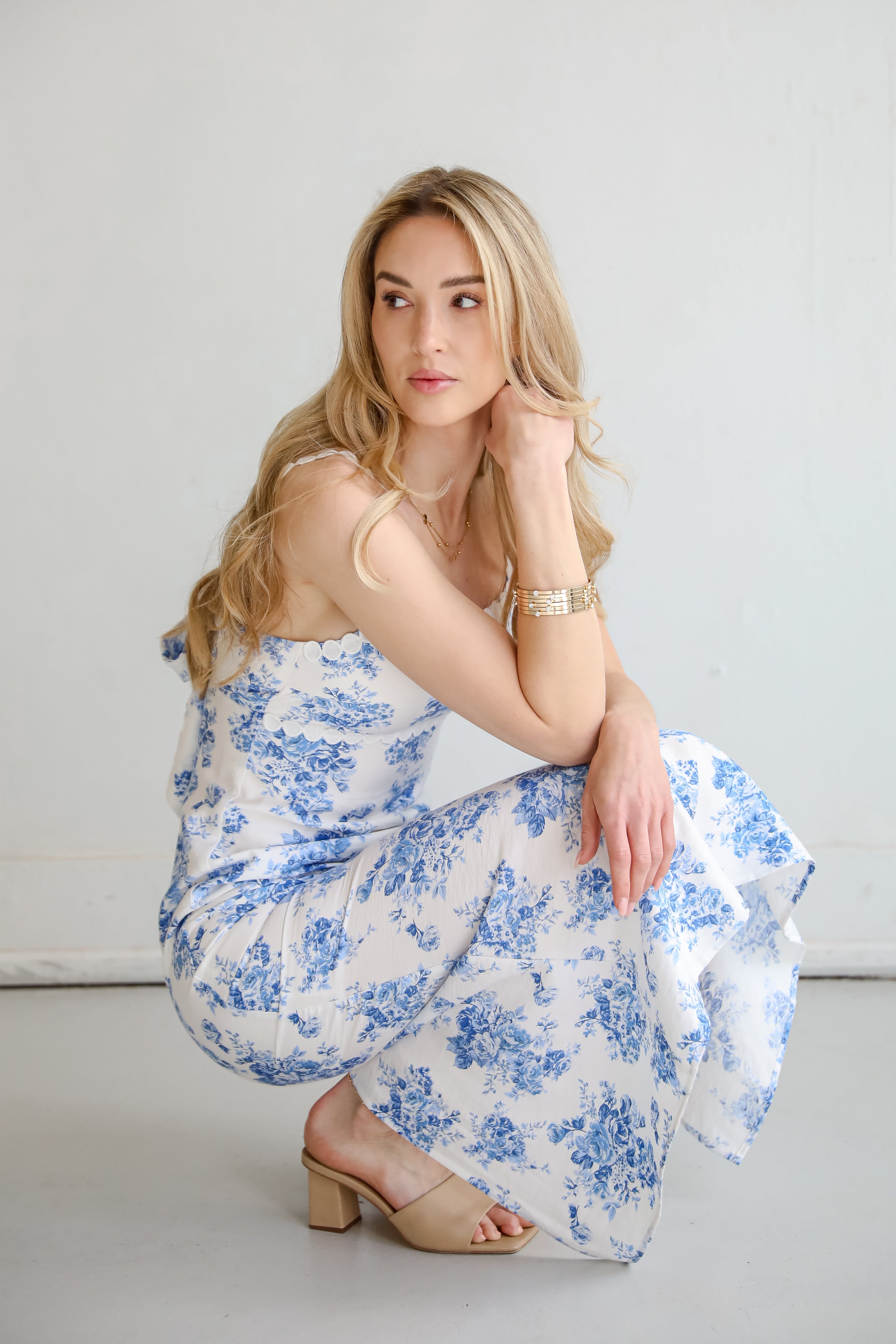 Divinely Sunny White Floral Maxi Dress