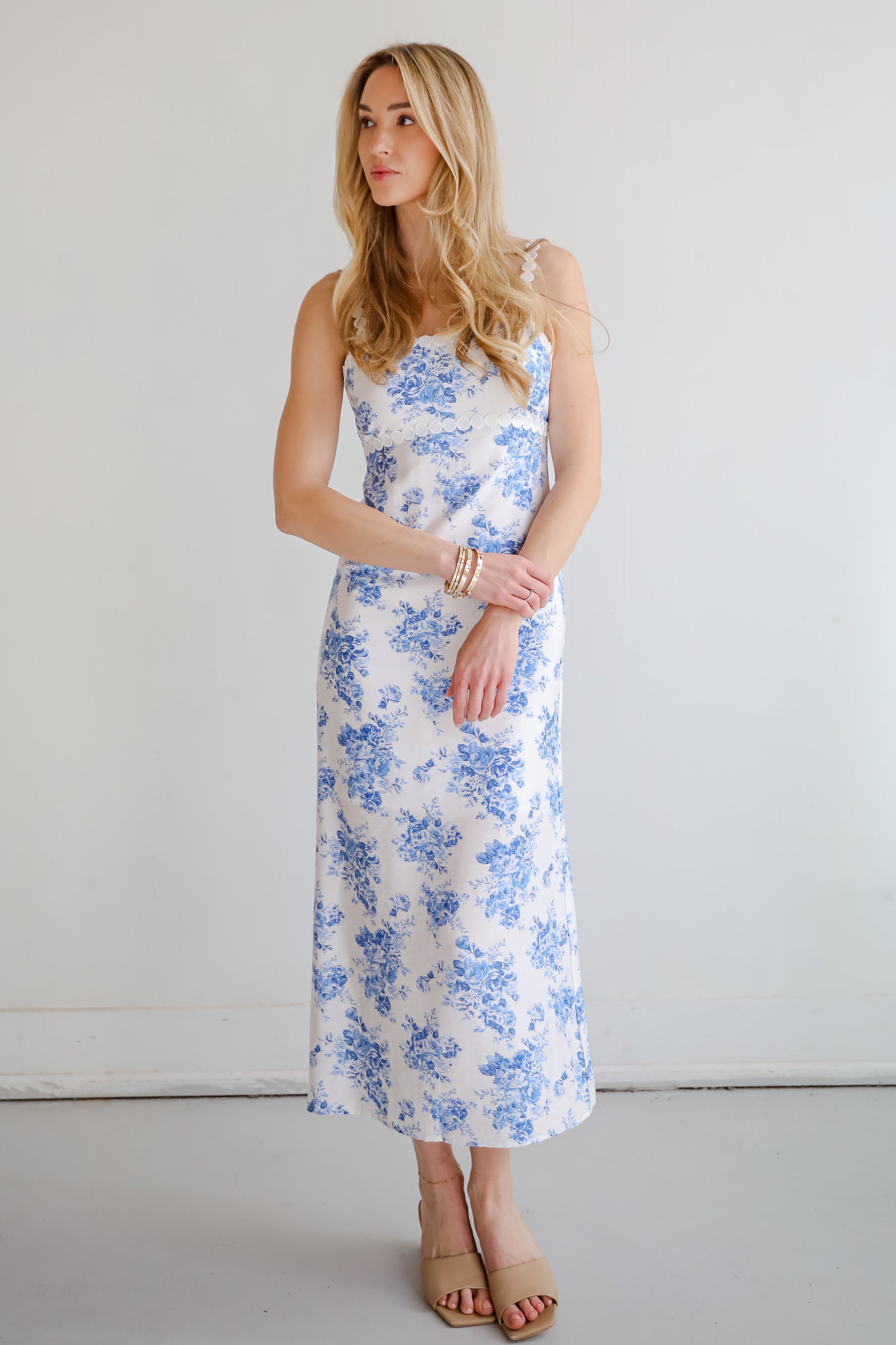 Divinely Sunny White Floral Maxi Dress