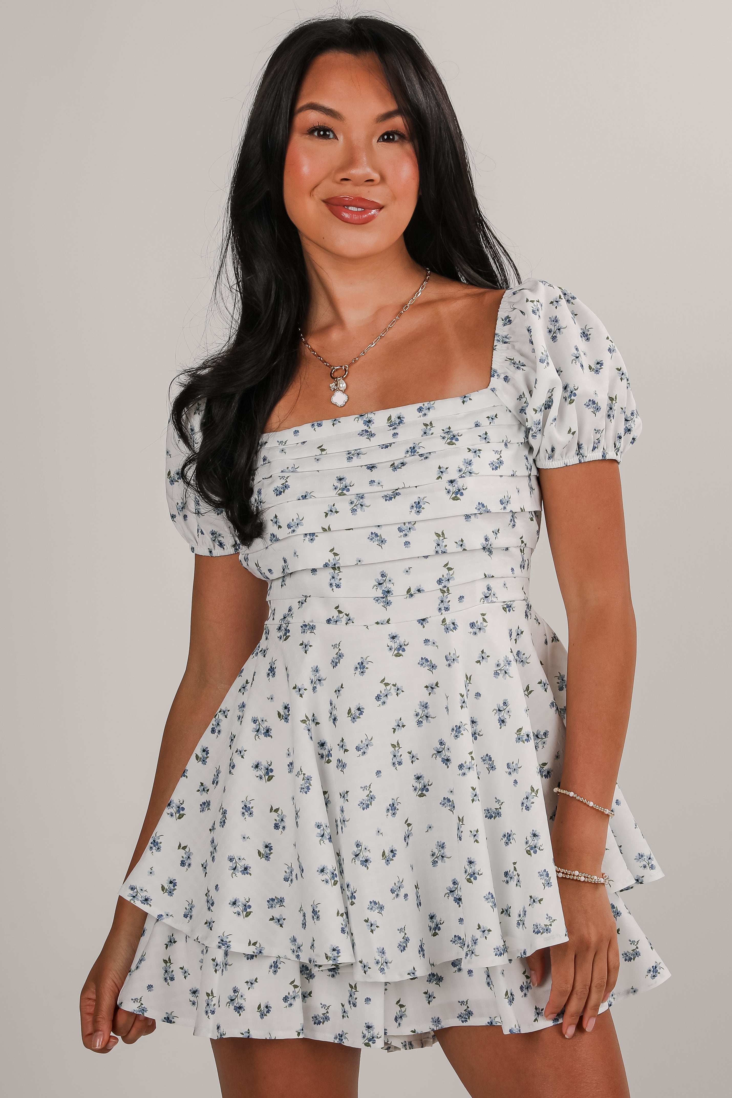 Distinctive Charm White Floral Romper