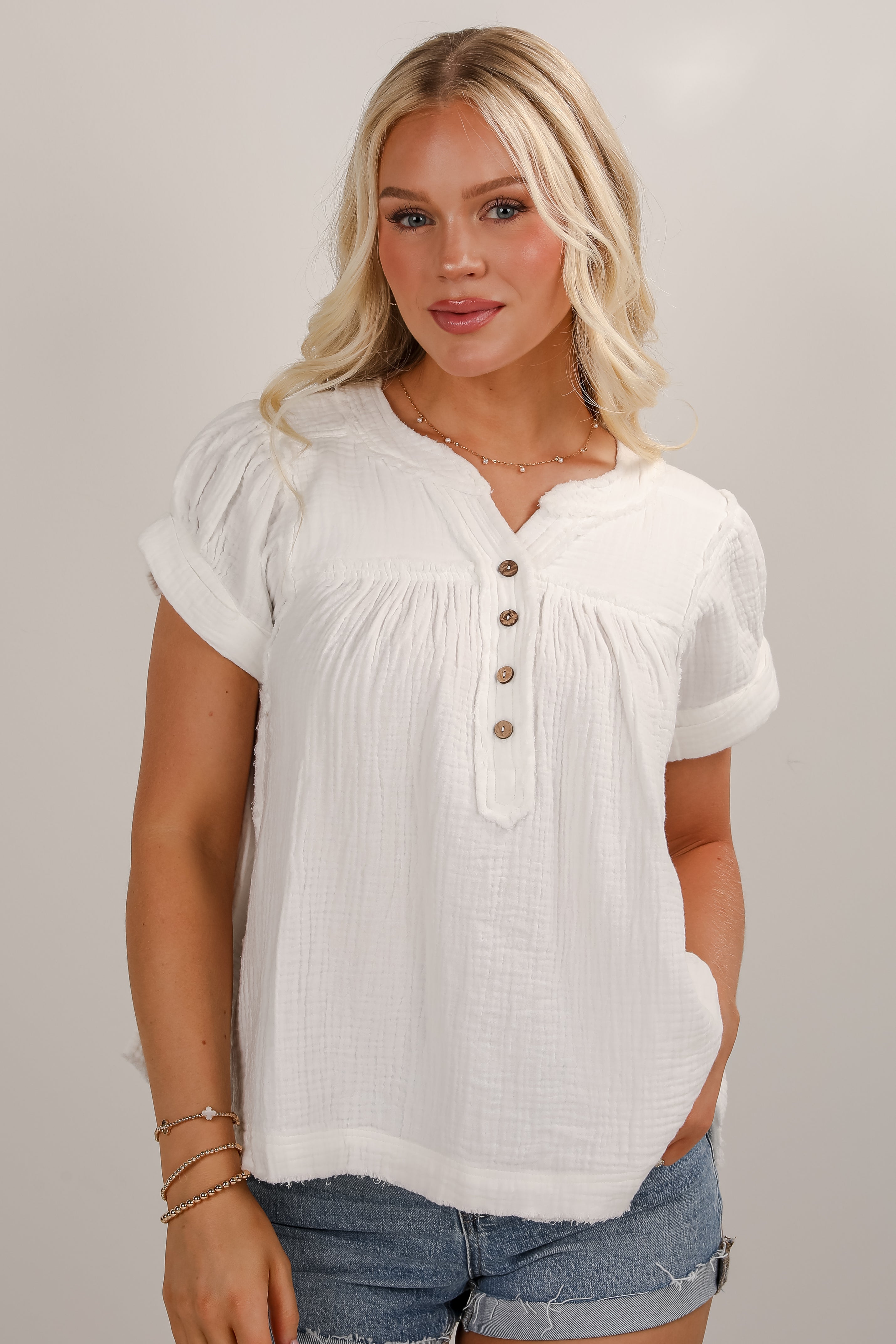 So Much In Common White Linen Blouse