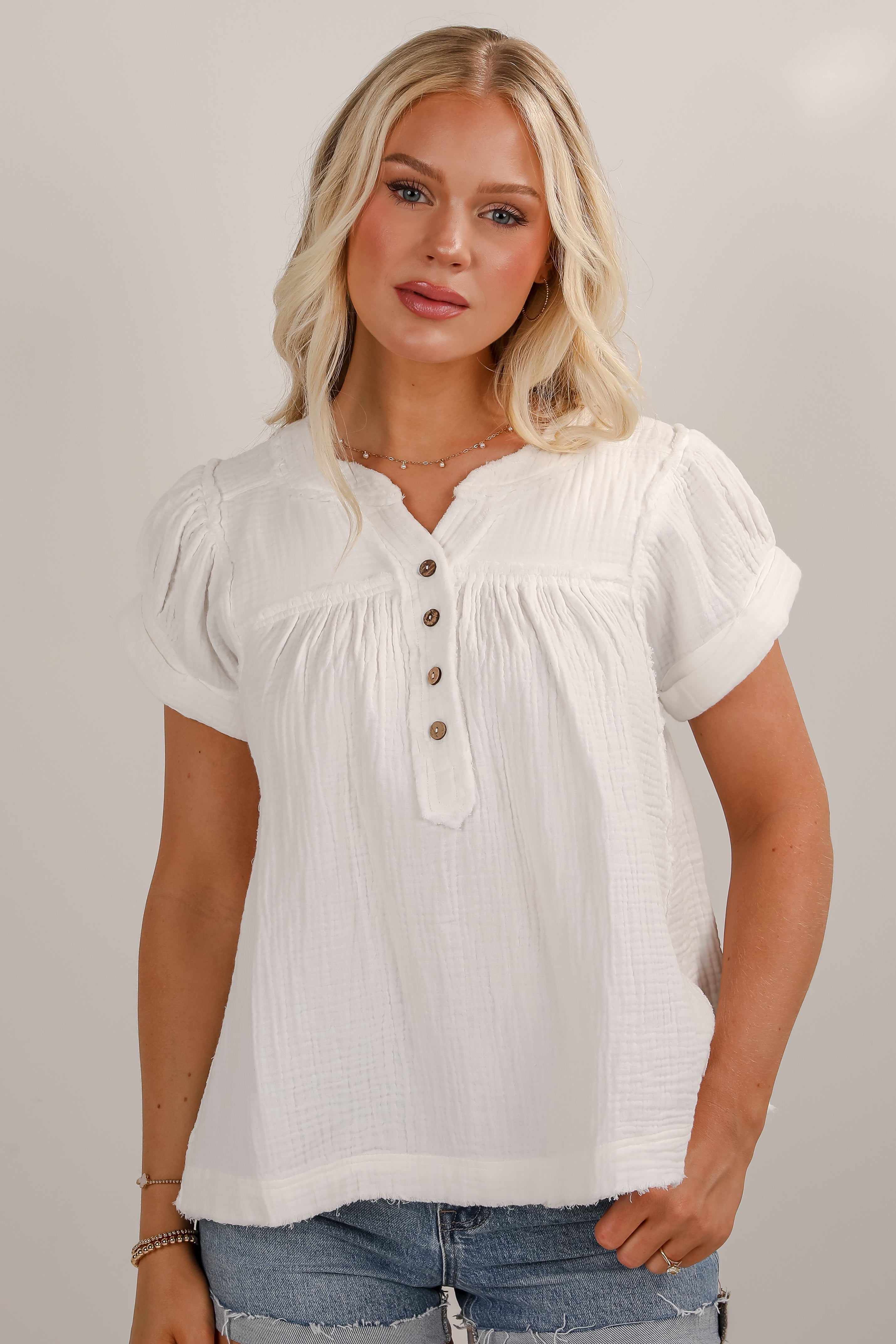 So Much In Common White Linen Blouse