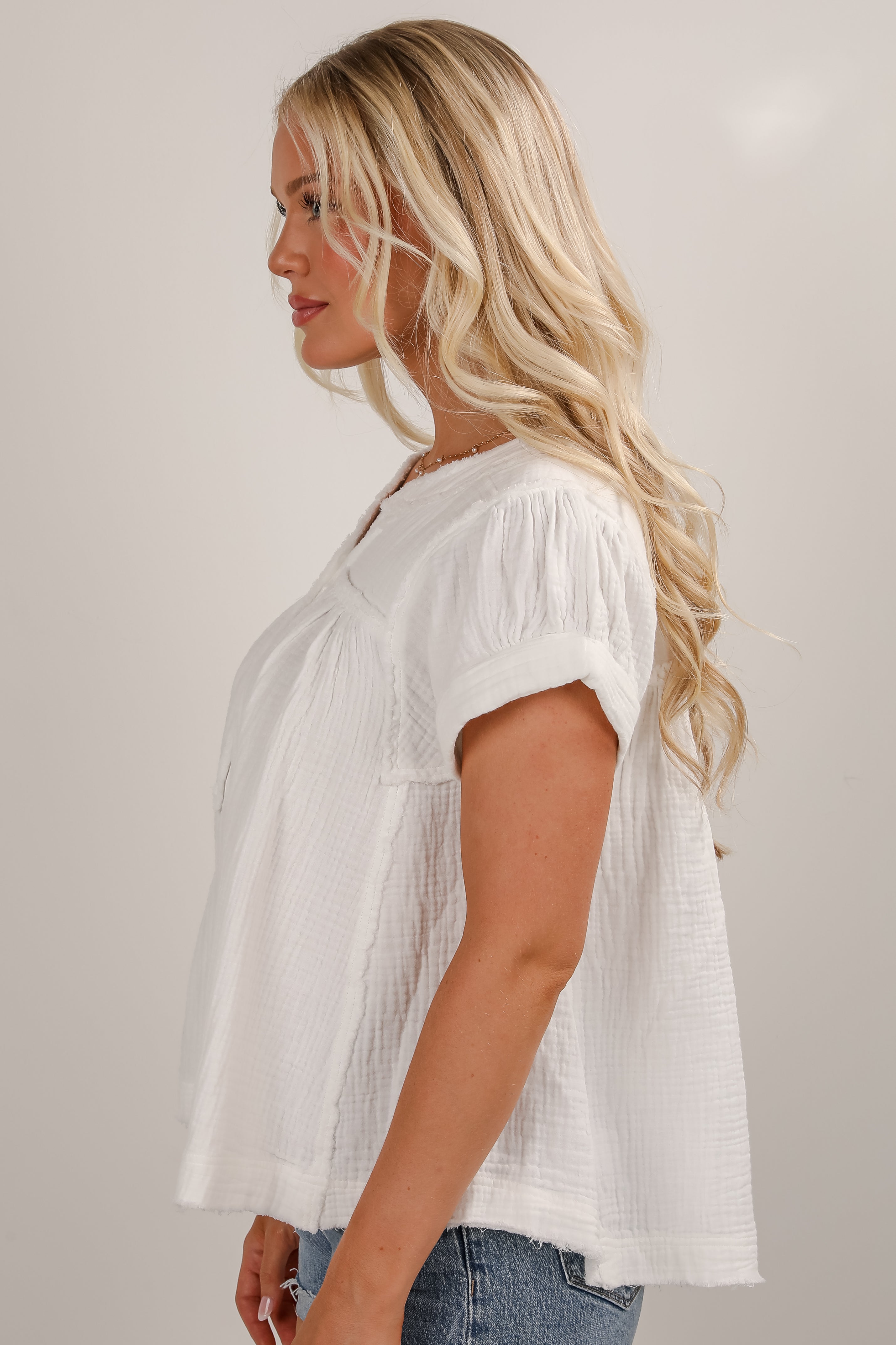 So Much In Common White Linen Blouse