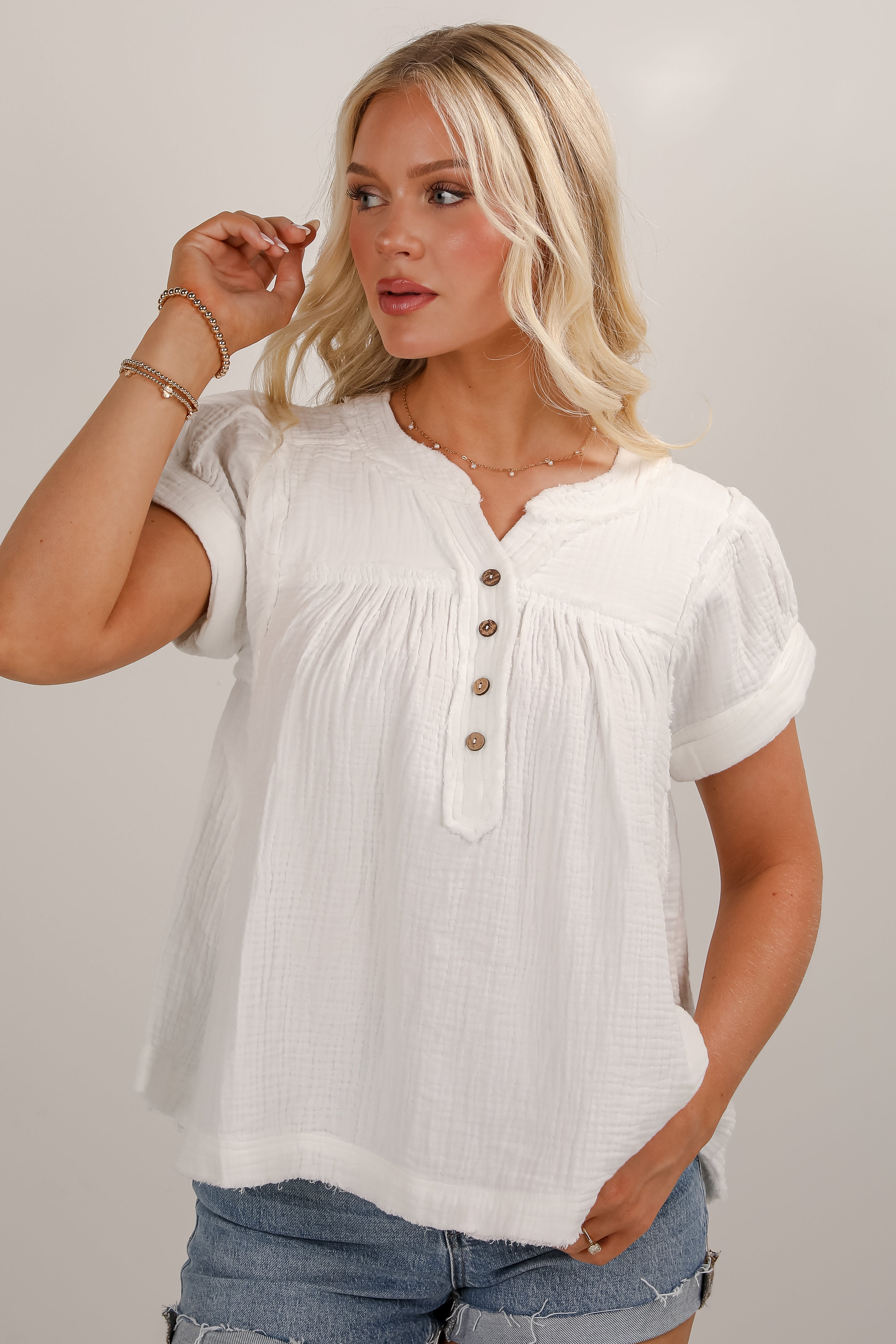 So Much In Common White Linen Blouse