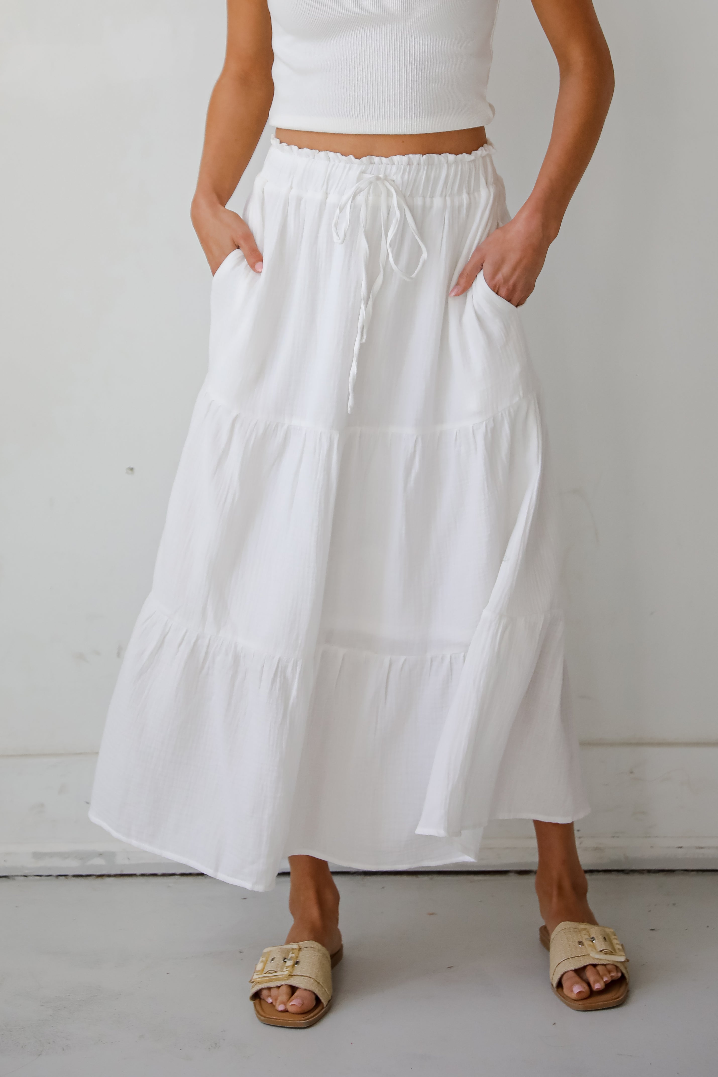 Just Breezing Through Linen Tiered Maxi Skirt