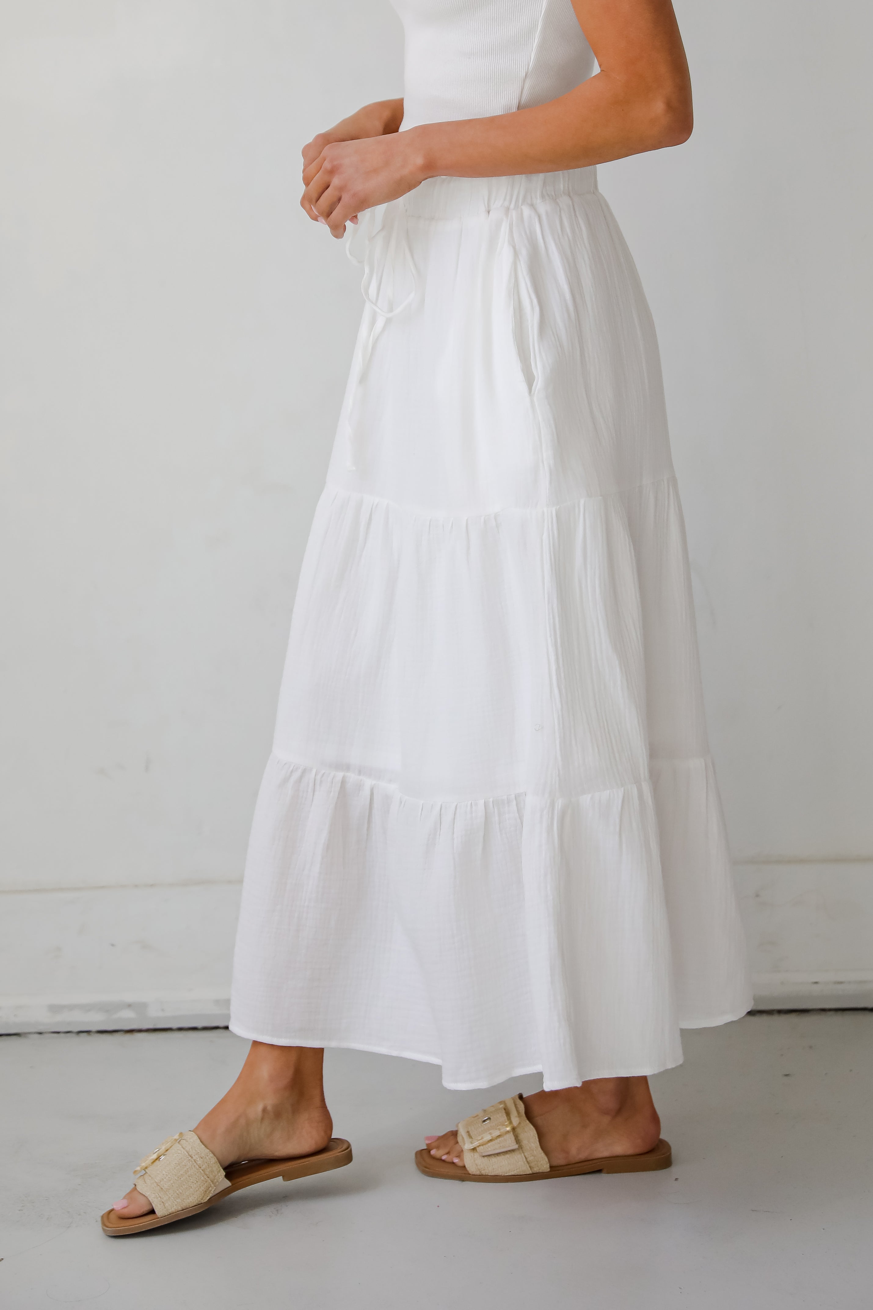 Just Breezing Through Linen Tiered Maxi Skirt