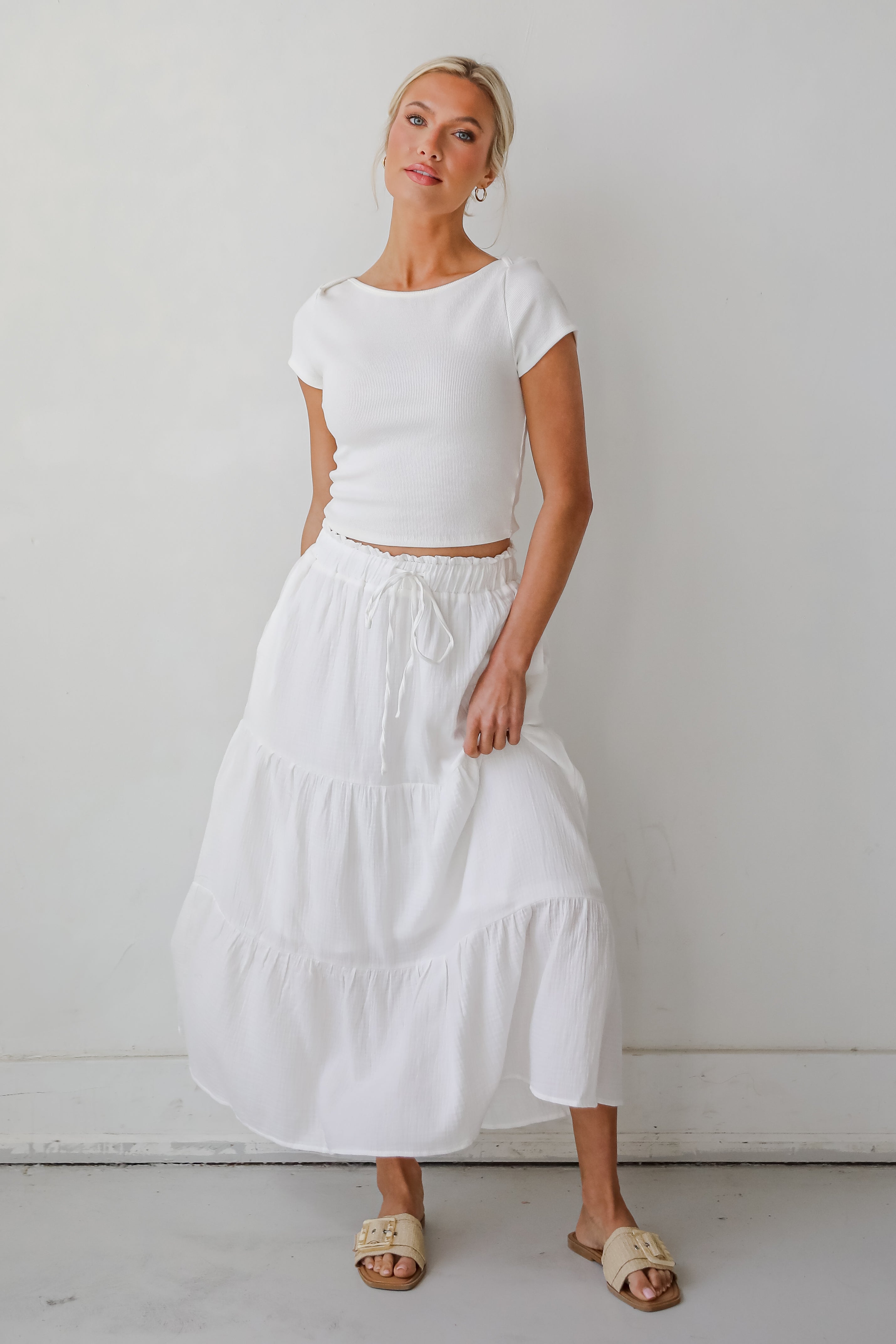 Just Breezing Through Linen Tiered Maxi Skirt