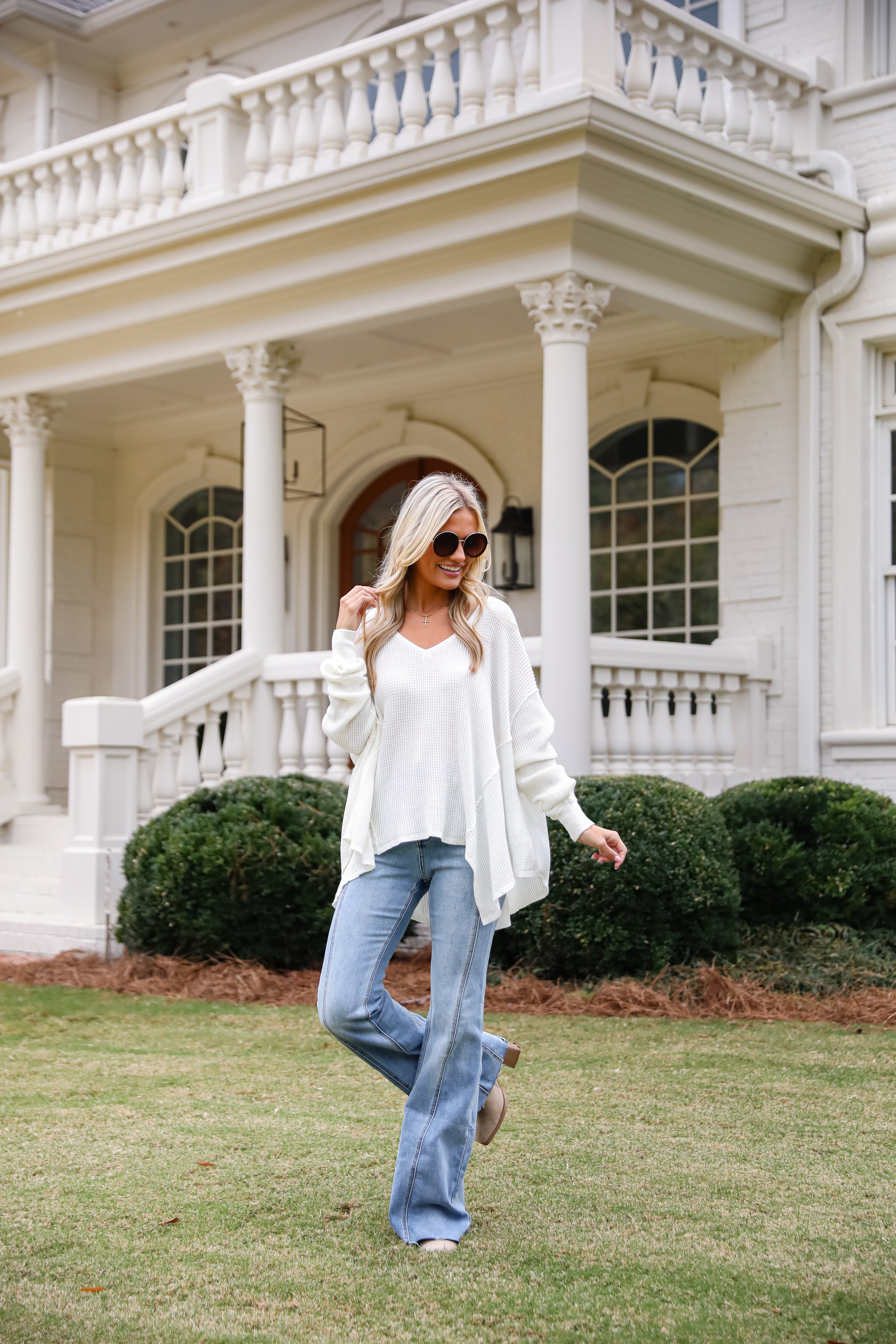 Sweetest Composure Oversized Waffle Knit Top