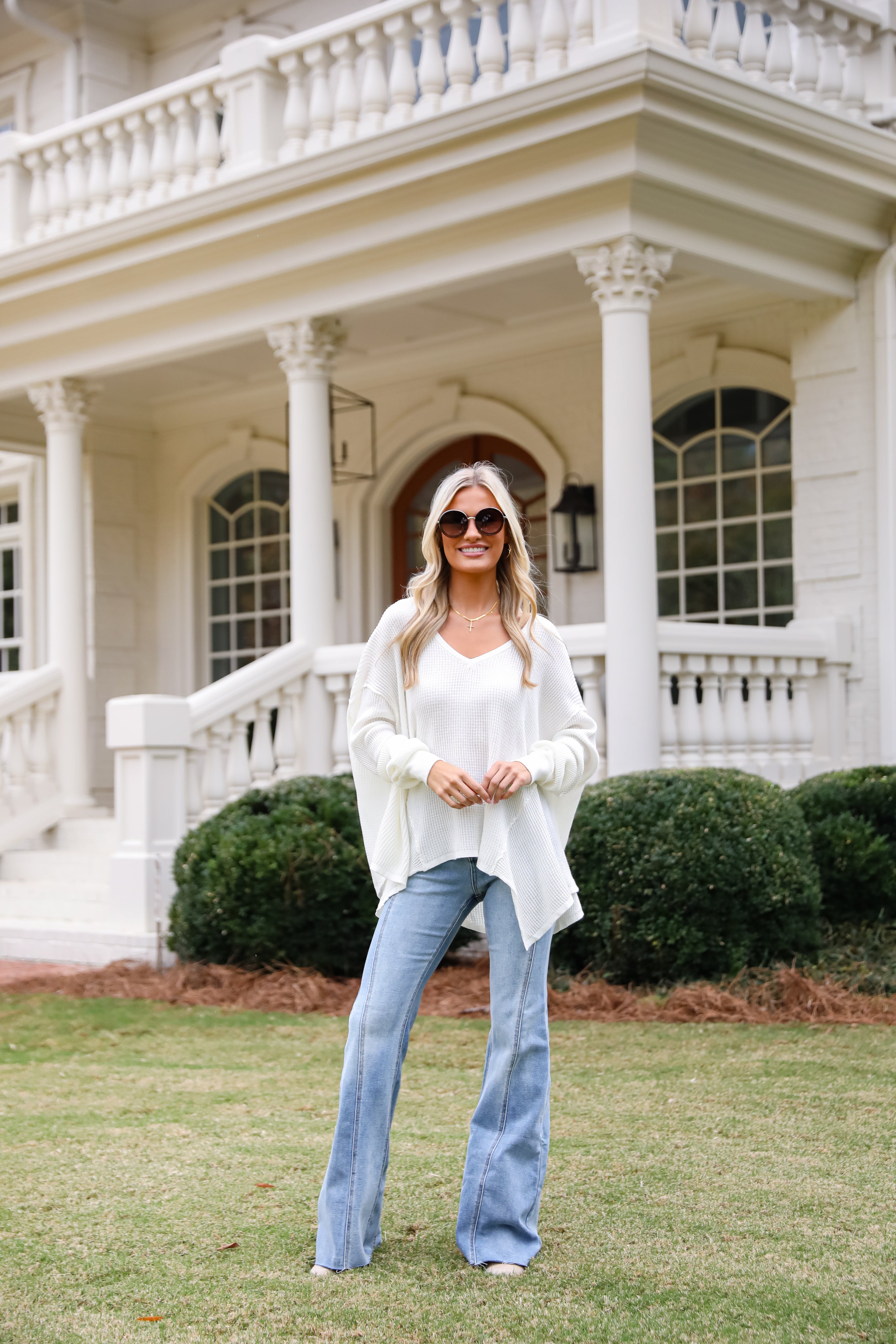 Sweetest Composure Oversized Waffle Knit Top