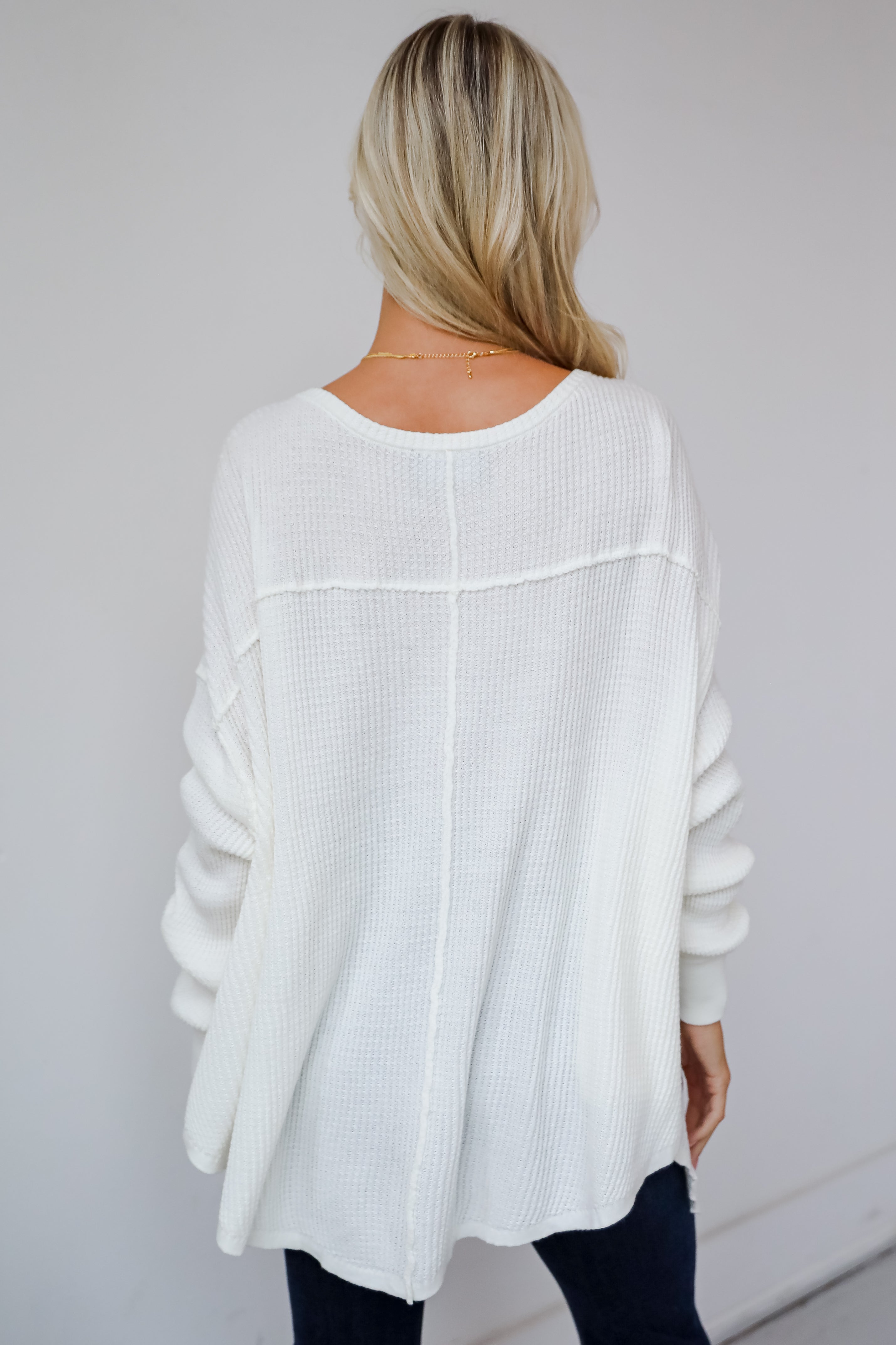 Sweetest Composure Oversized Waffle Knit Top