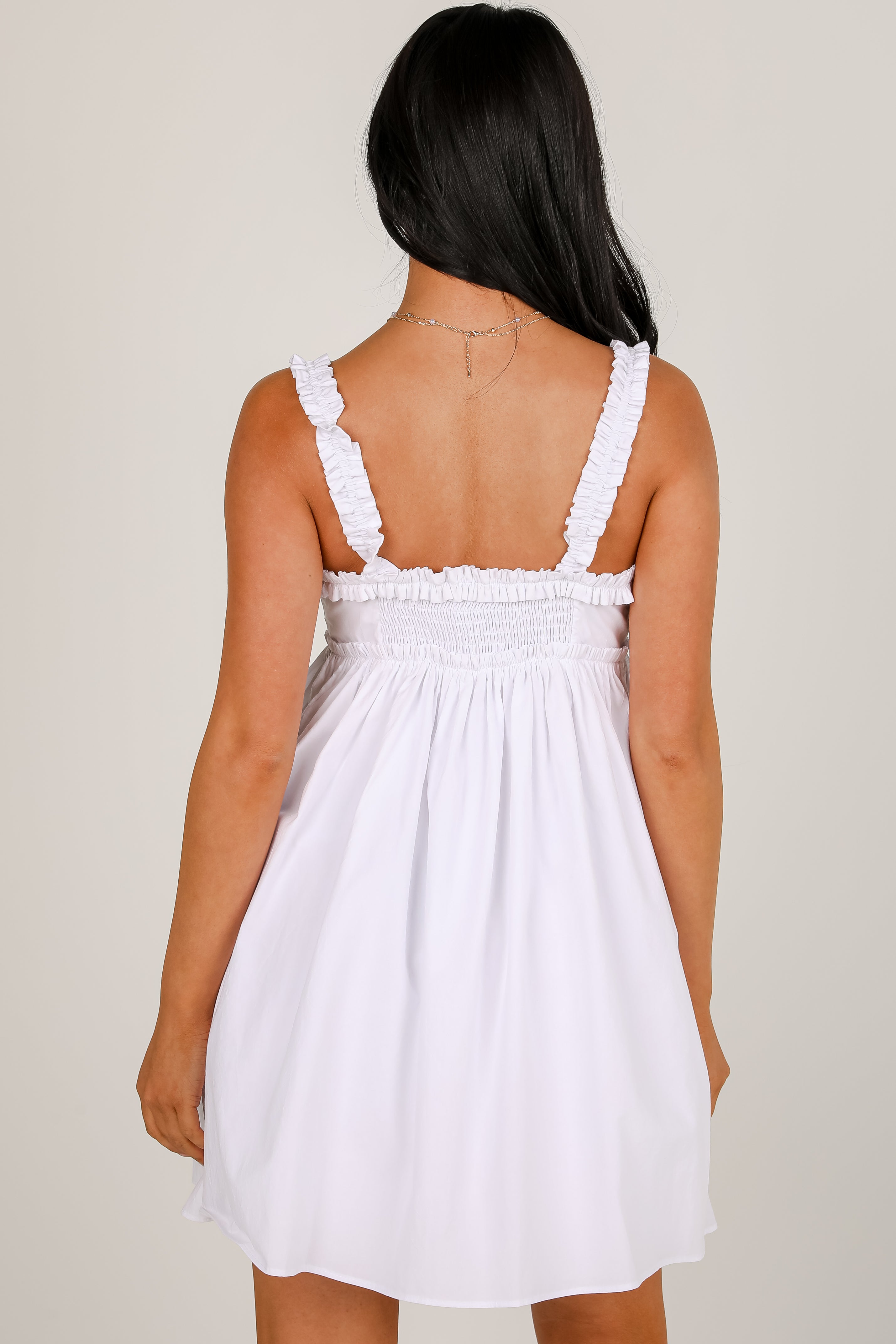 Stay For The Day White Ruffle Mini Dress