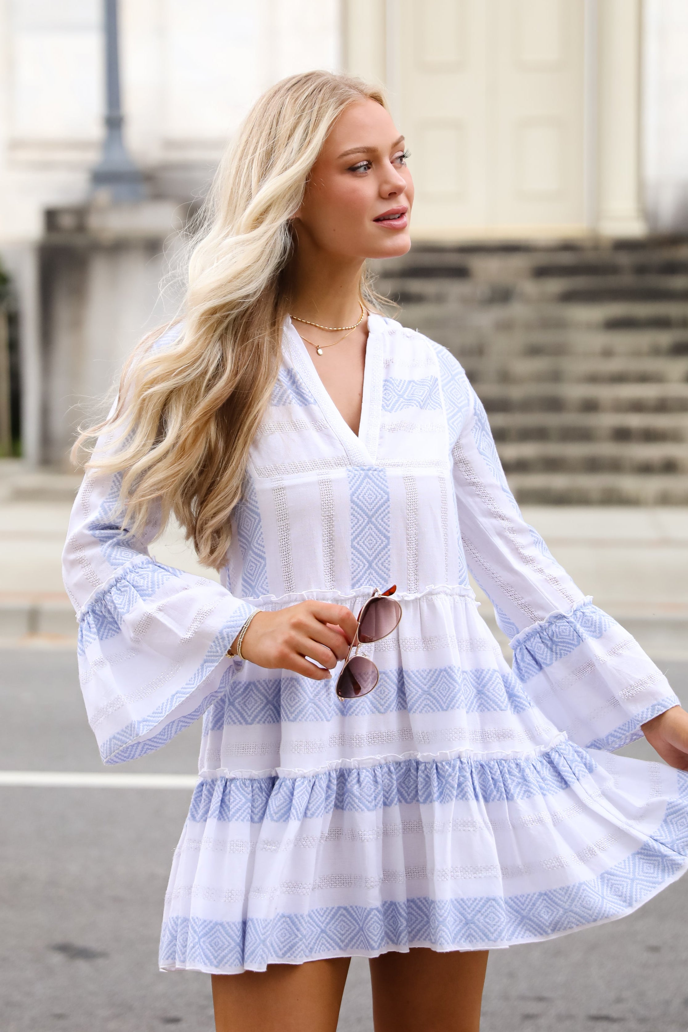 Memorably Cute White Striped Mini Dress