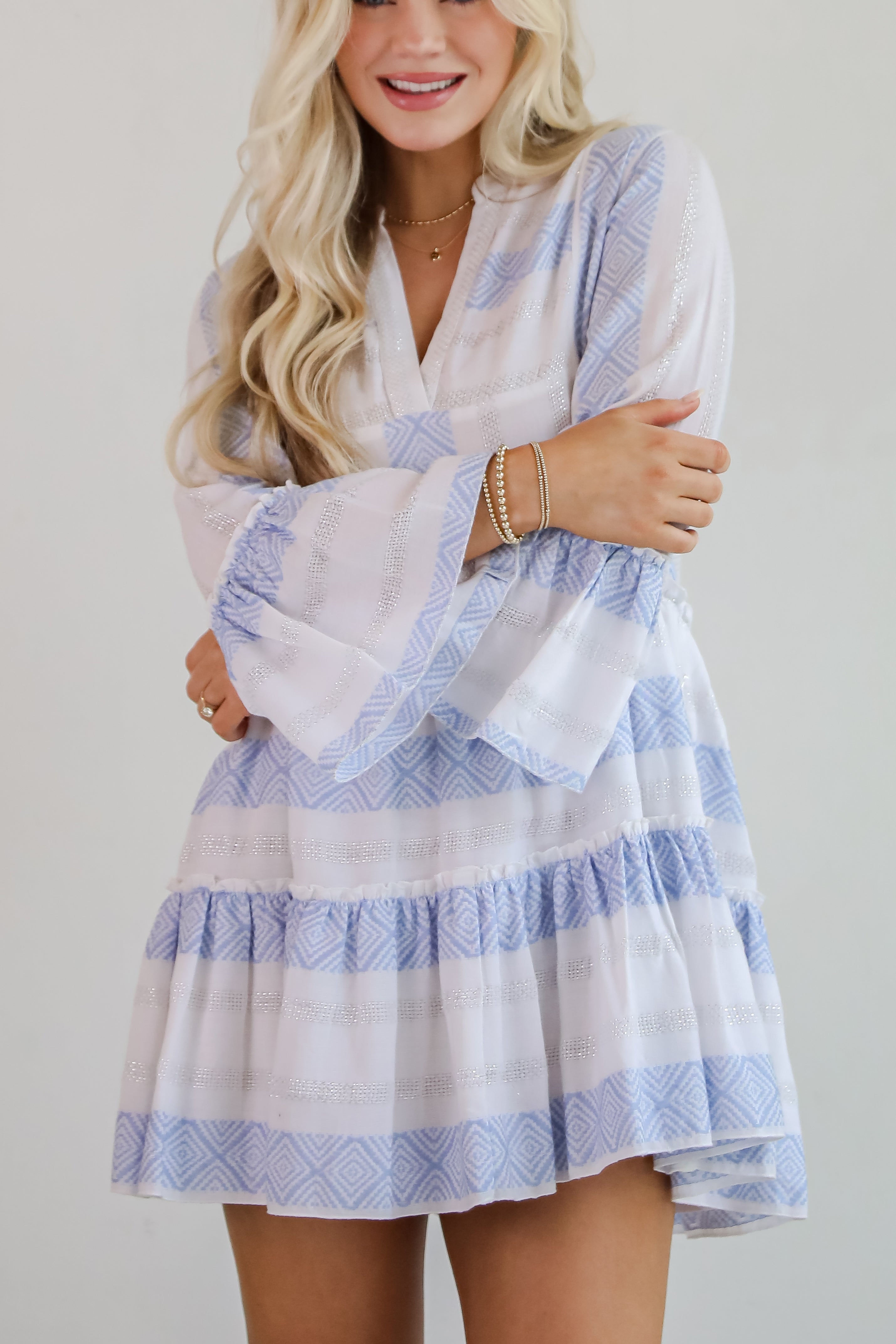 Memorably Cute White Striped Mini Dress