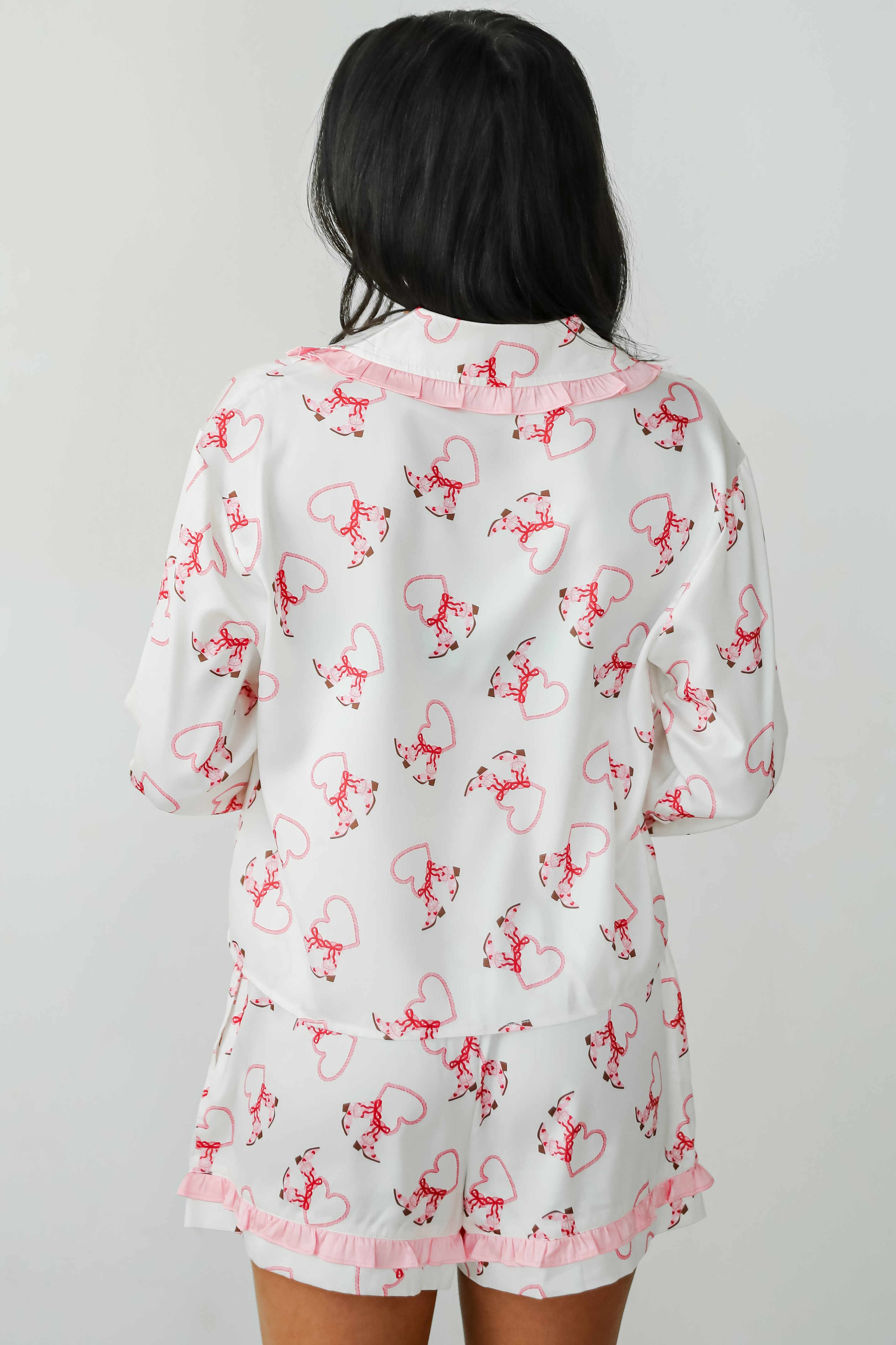 Slumber Party White Western Heart Pajama Top