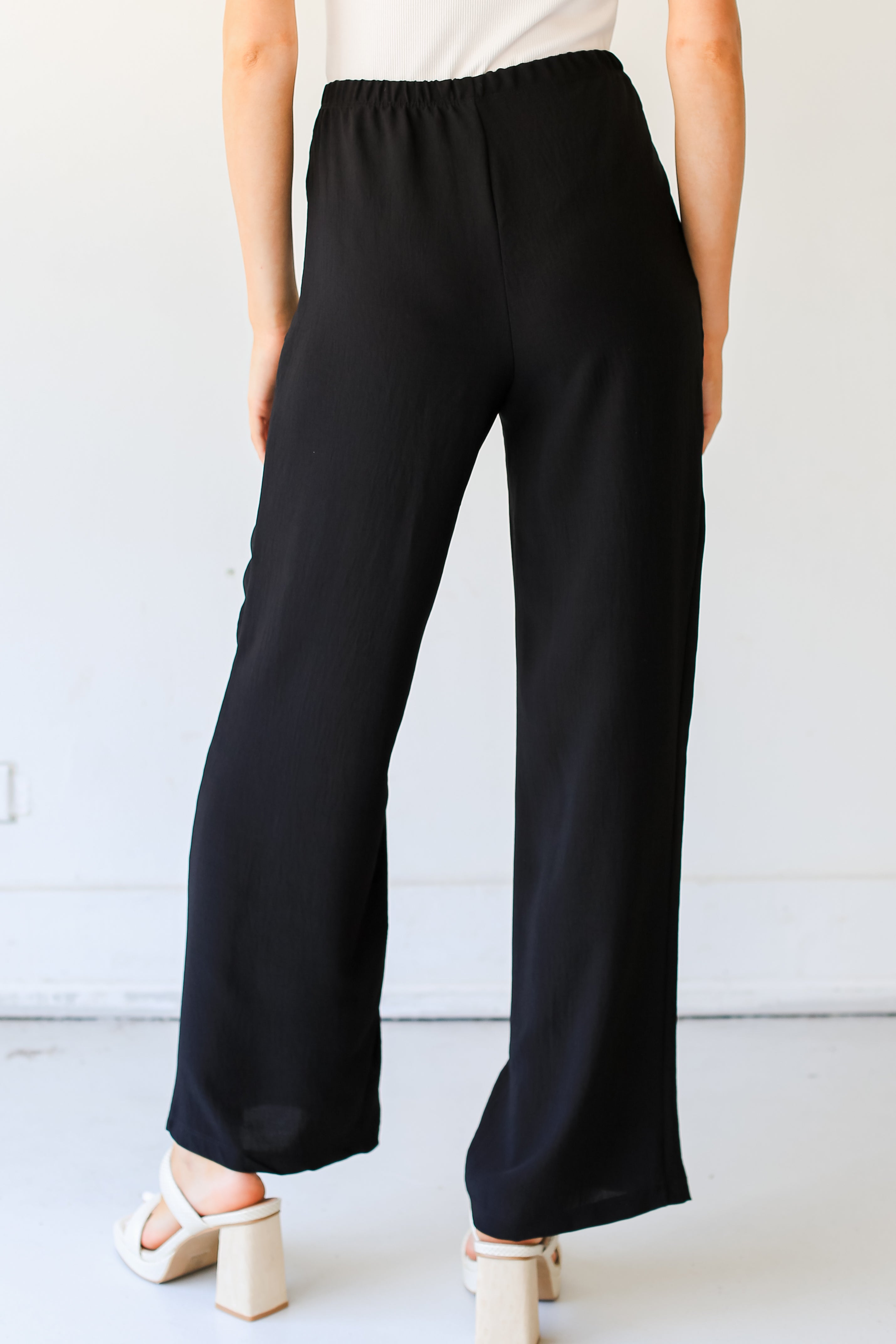 black Wide Leg Pants back view