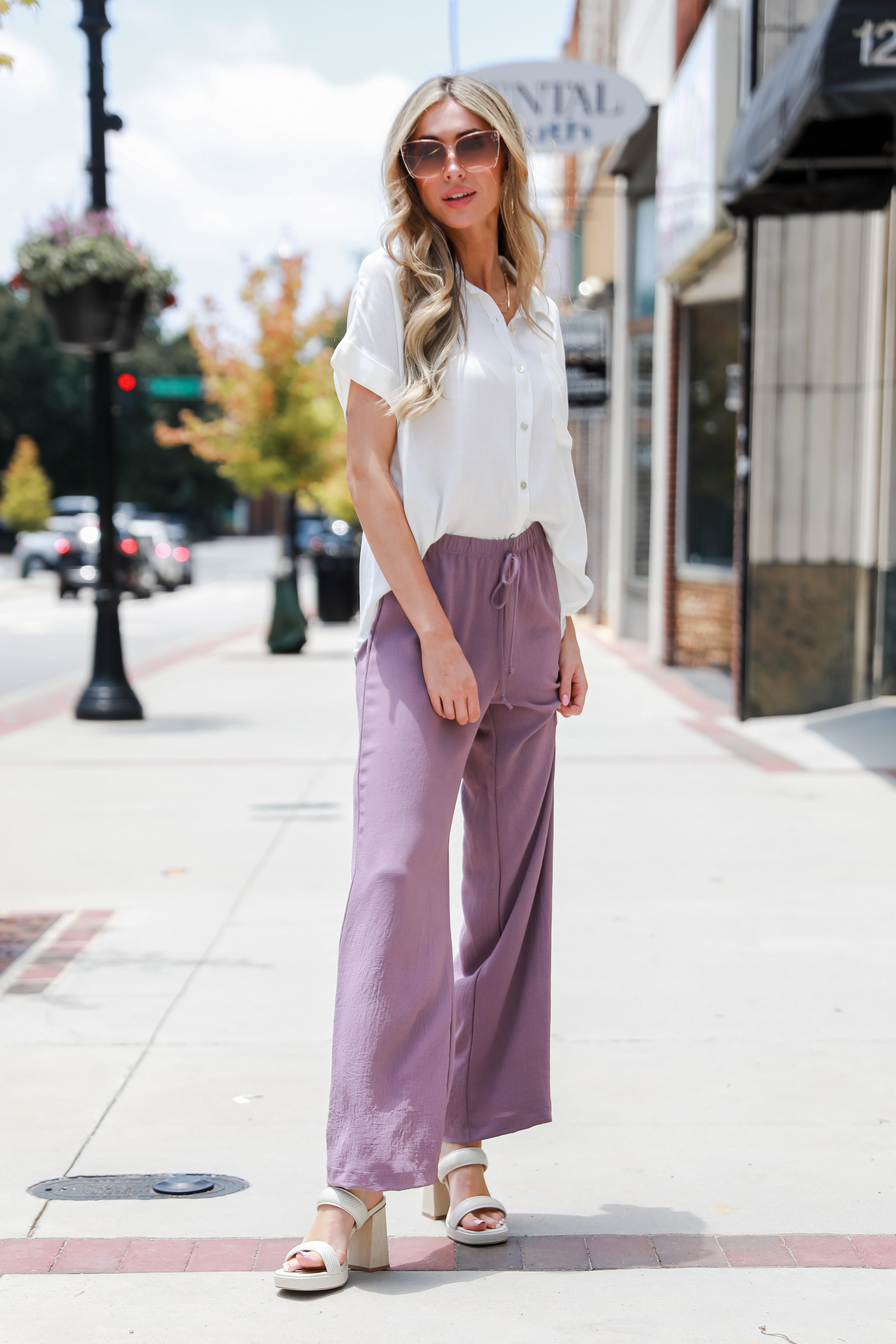 mauve Wide Leg Pants