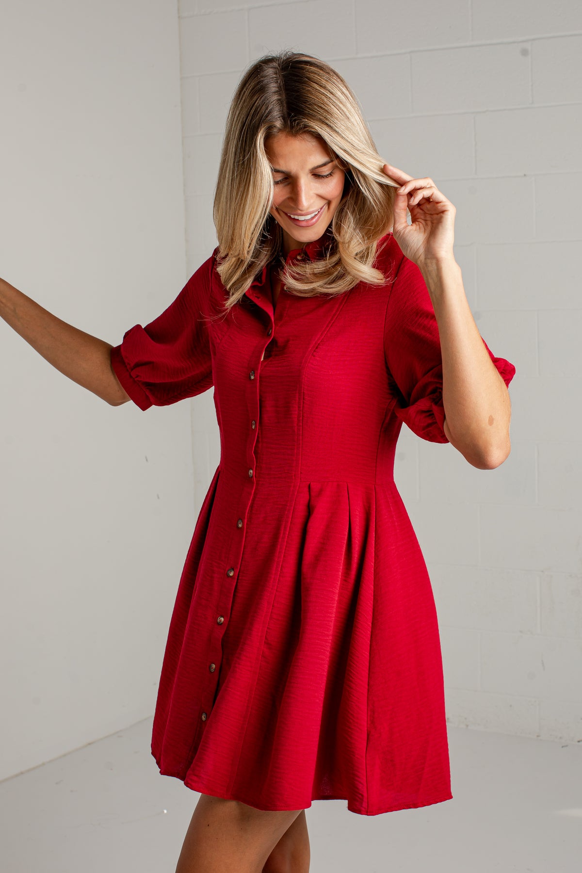 Merlot Days Button Front Wine Mini Dress