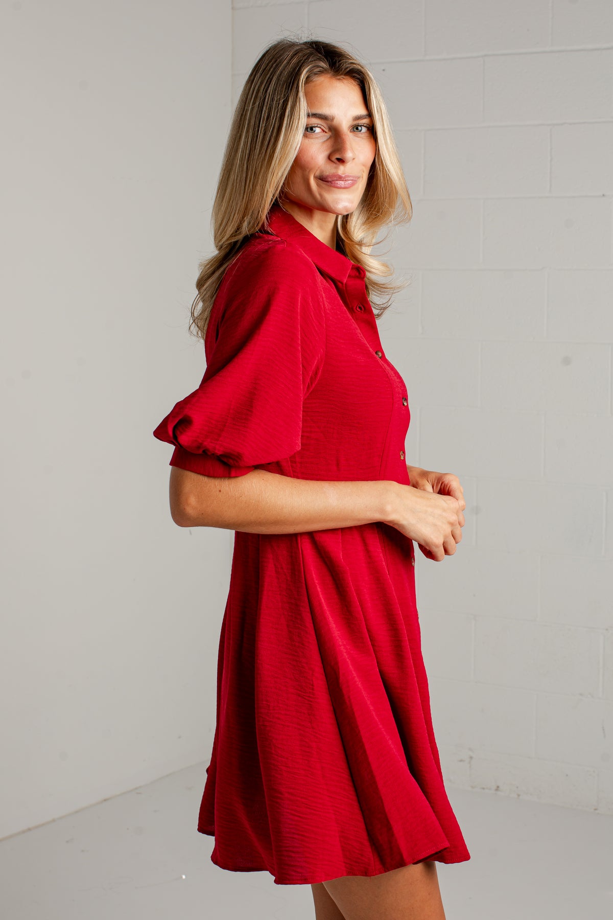 Merlot Days Button Front Wine Mini Dress