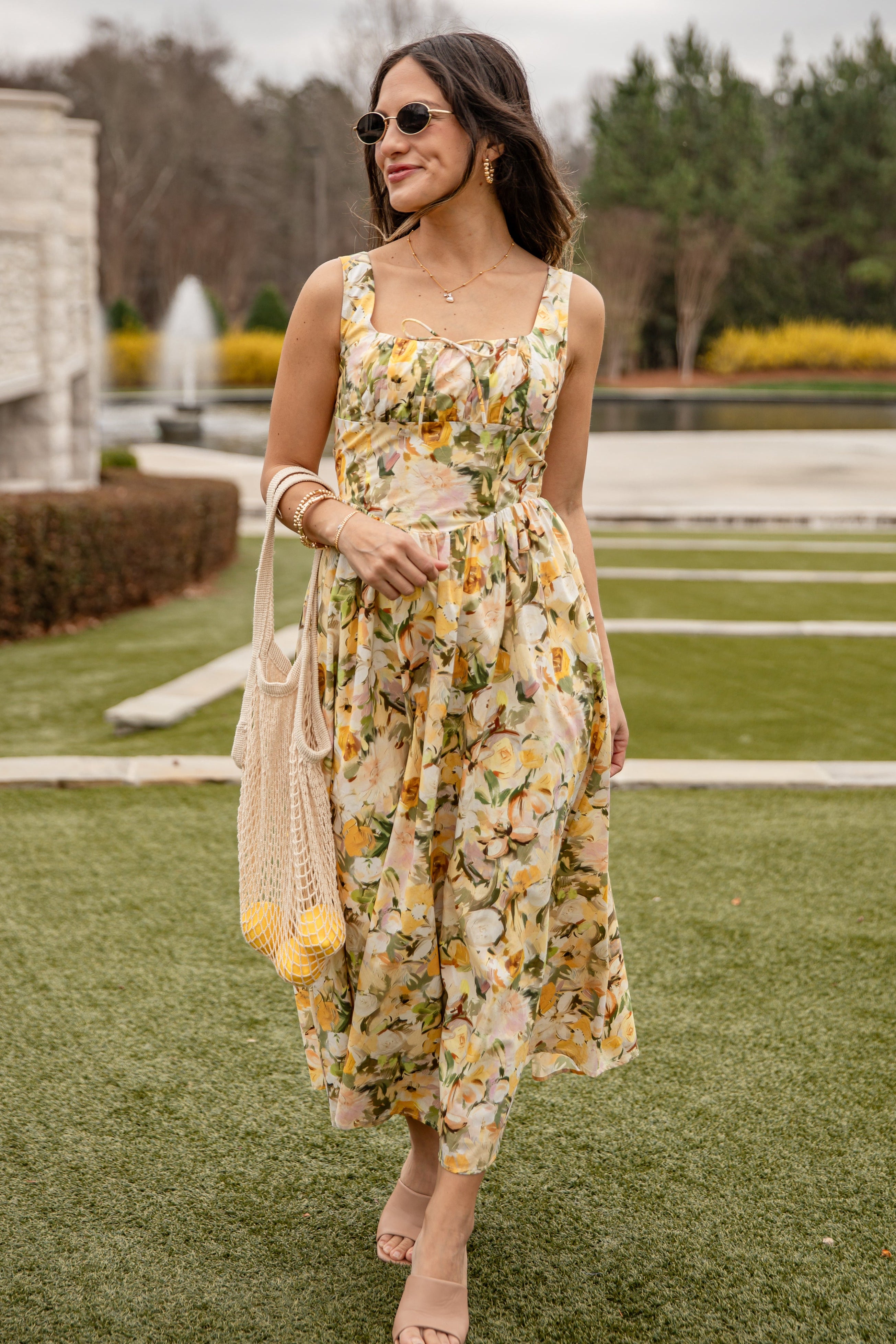 midi floral flowy dress Esther Midi Dress - Pink Floral