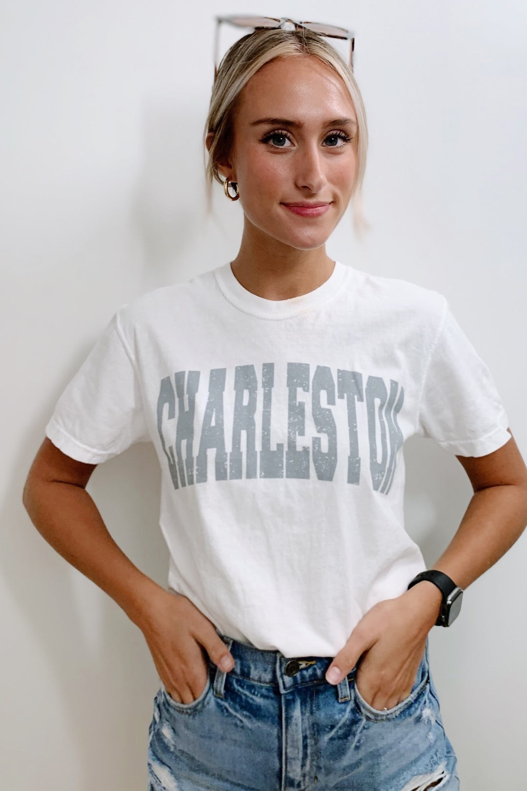 Girl Wearing Charleston Graphic Tee
