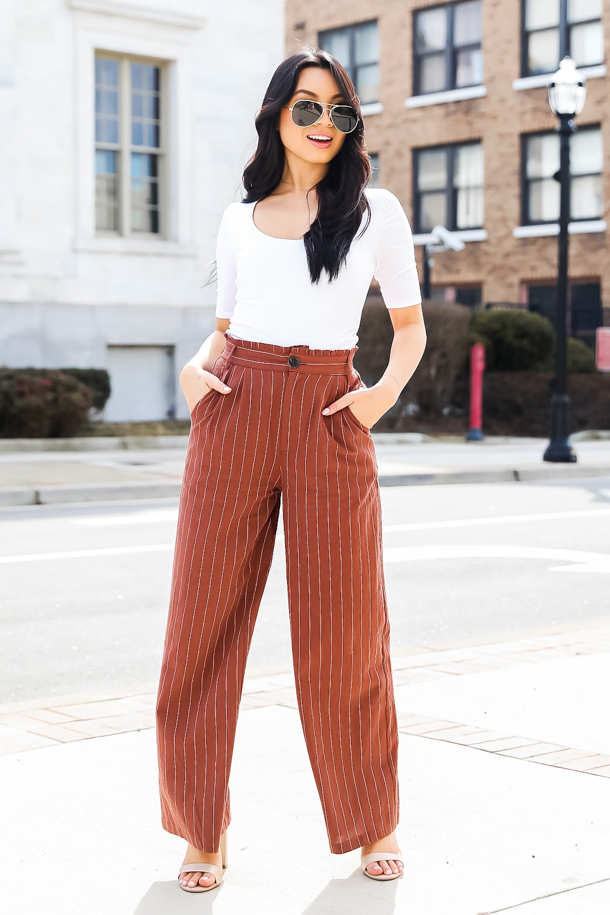FINAL SALE - Sophisticated Season Striped Wide Leg Pants
