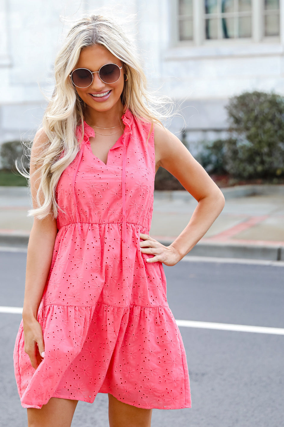 FINAL SALE - Blissful Elegance Eyelet Mini Dress