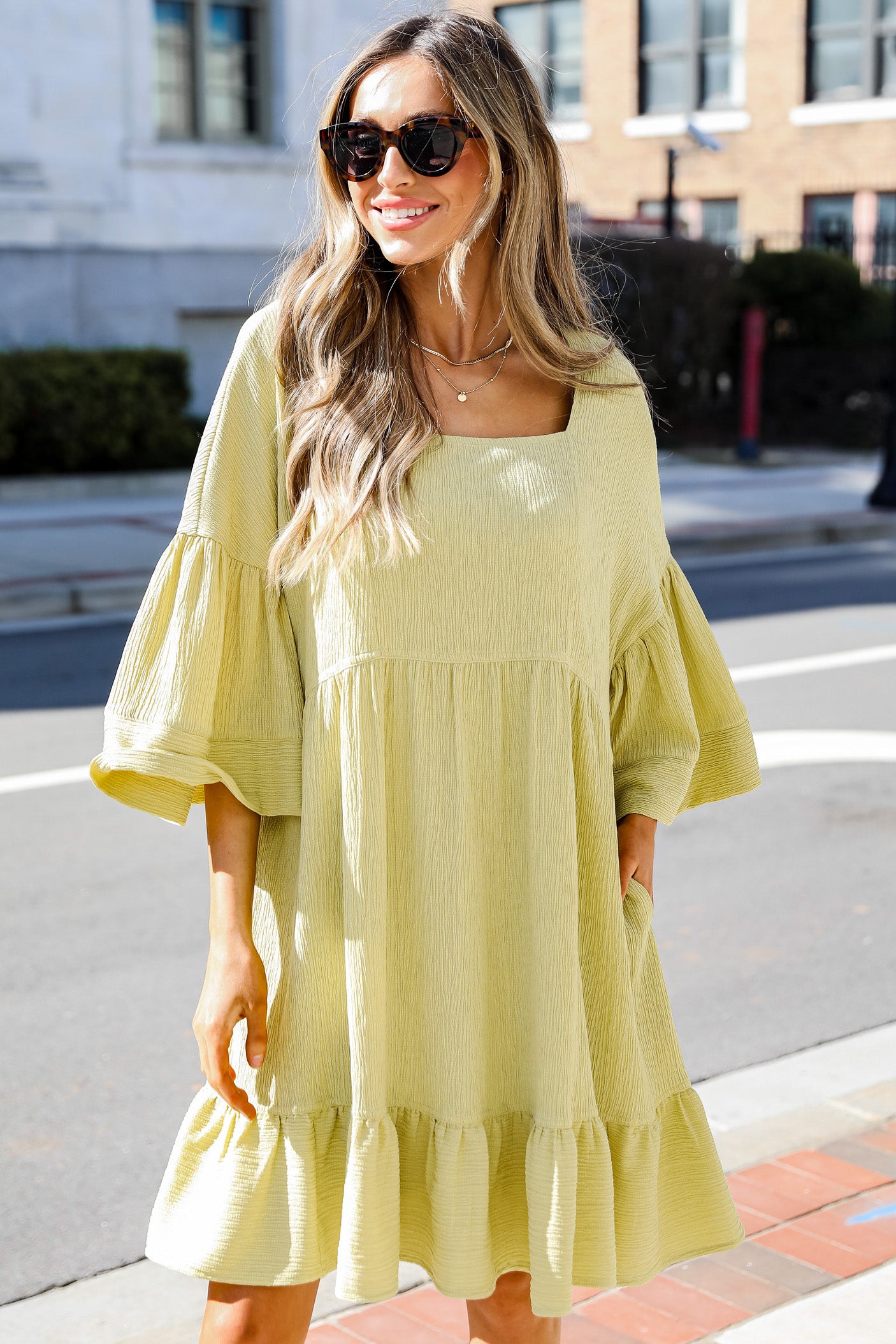 Lime Green Babydoll Dress For Spring Dress Up