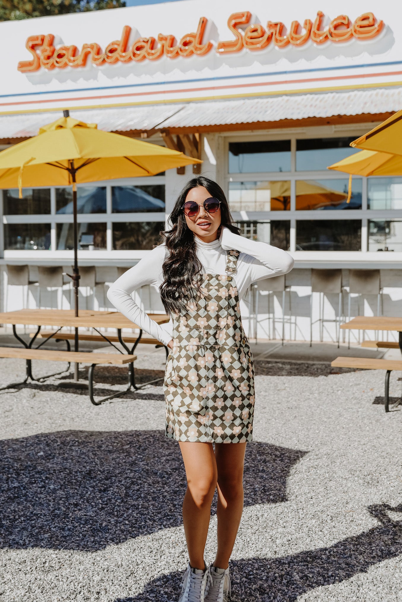 FINAL SALE - Groovy Girl Floral Overall Mini Dress