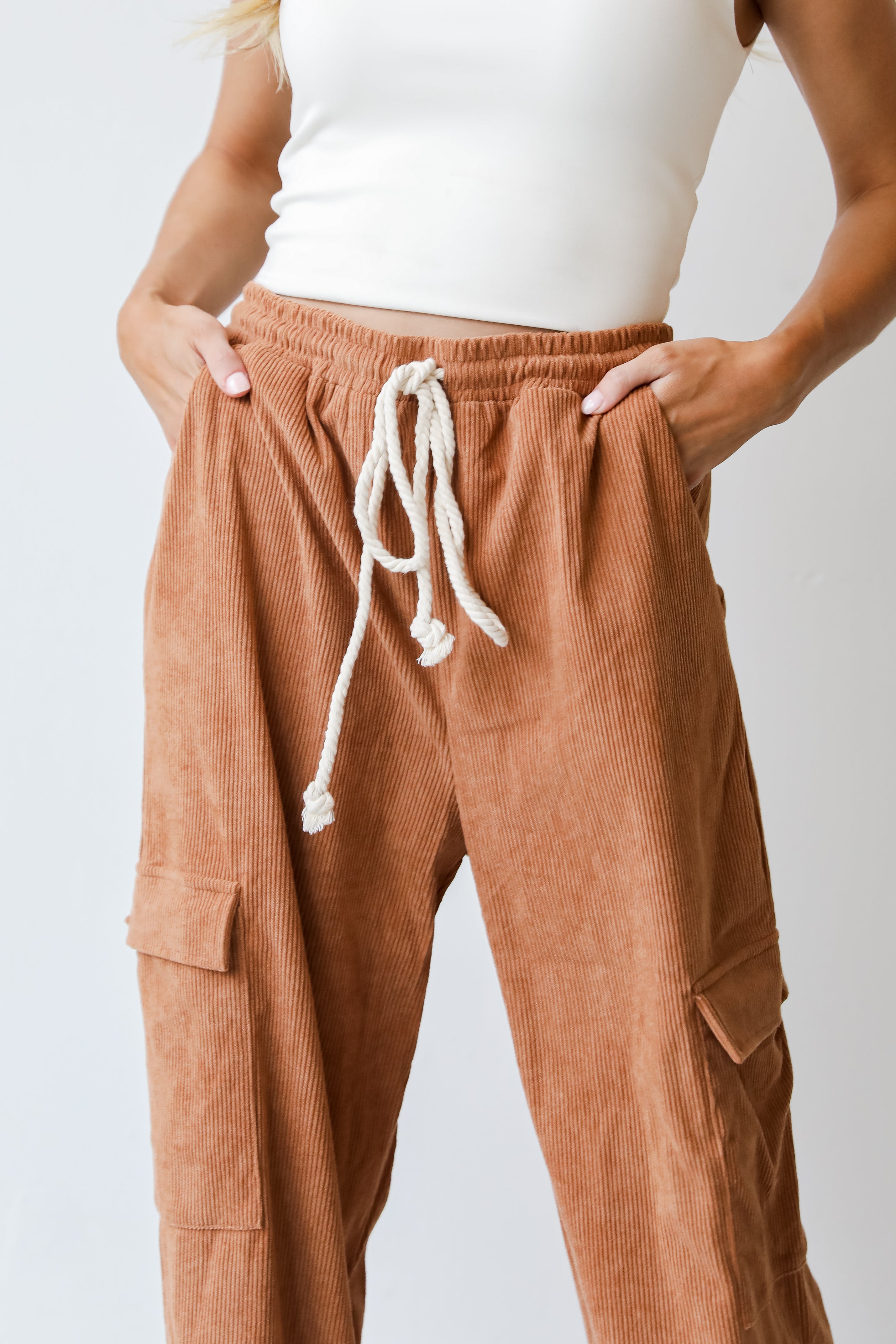 Corduroy Cargo Pants close up