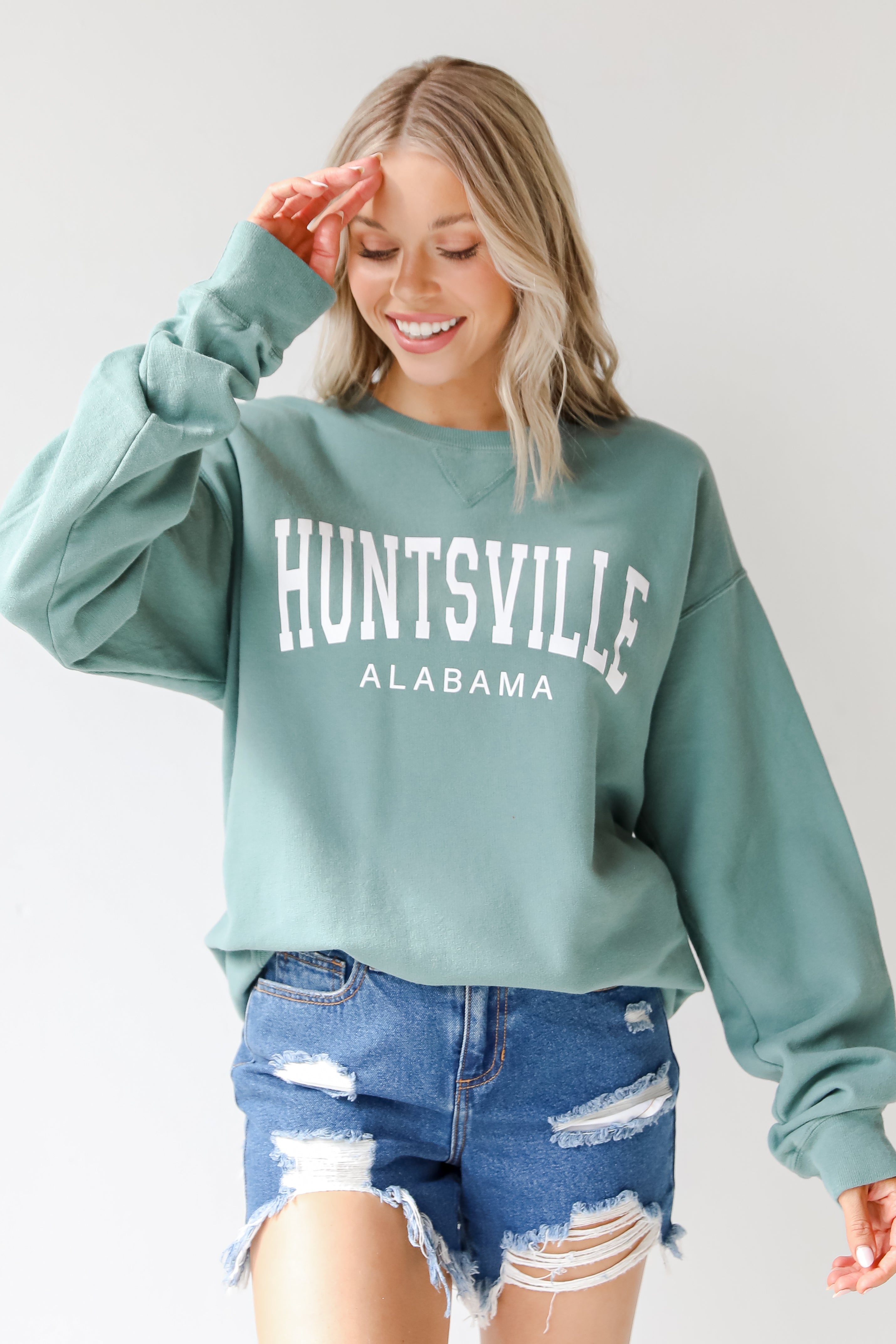 Seafoam Huntsville Alabama Pullover close up