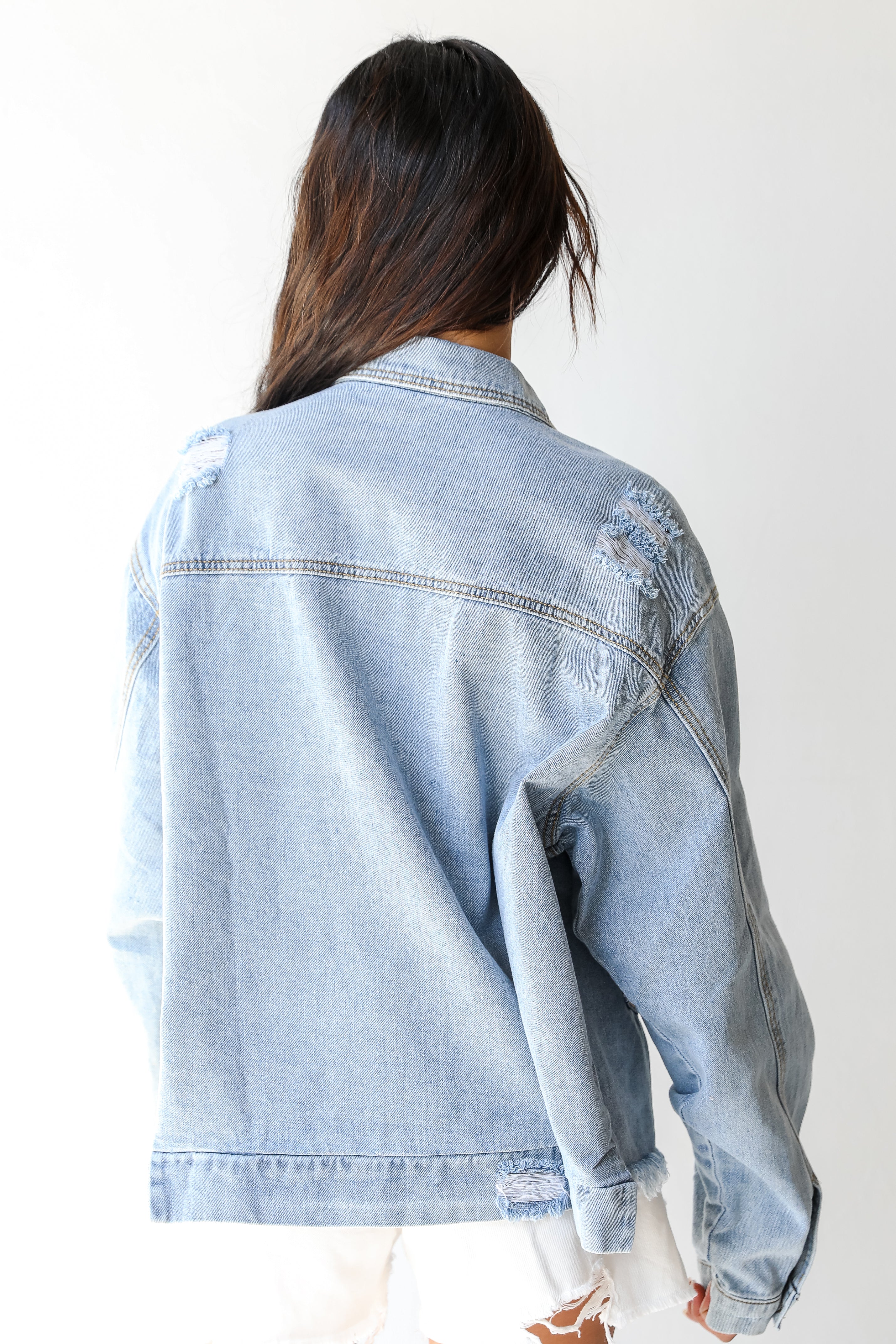 American Flag Vintage Denim Jacket back view