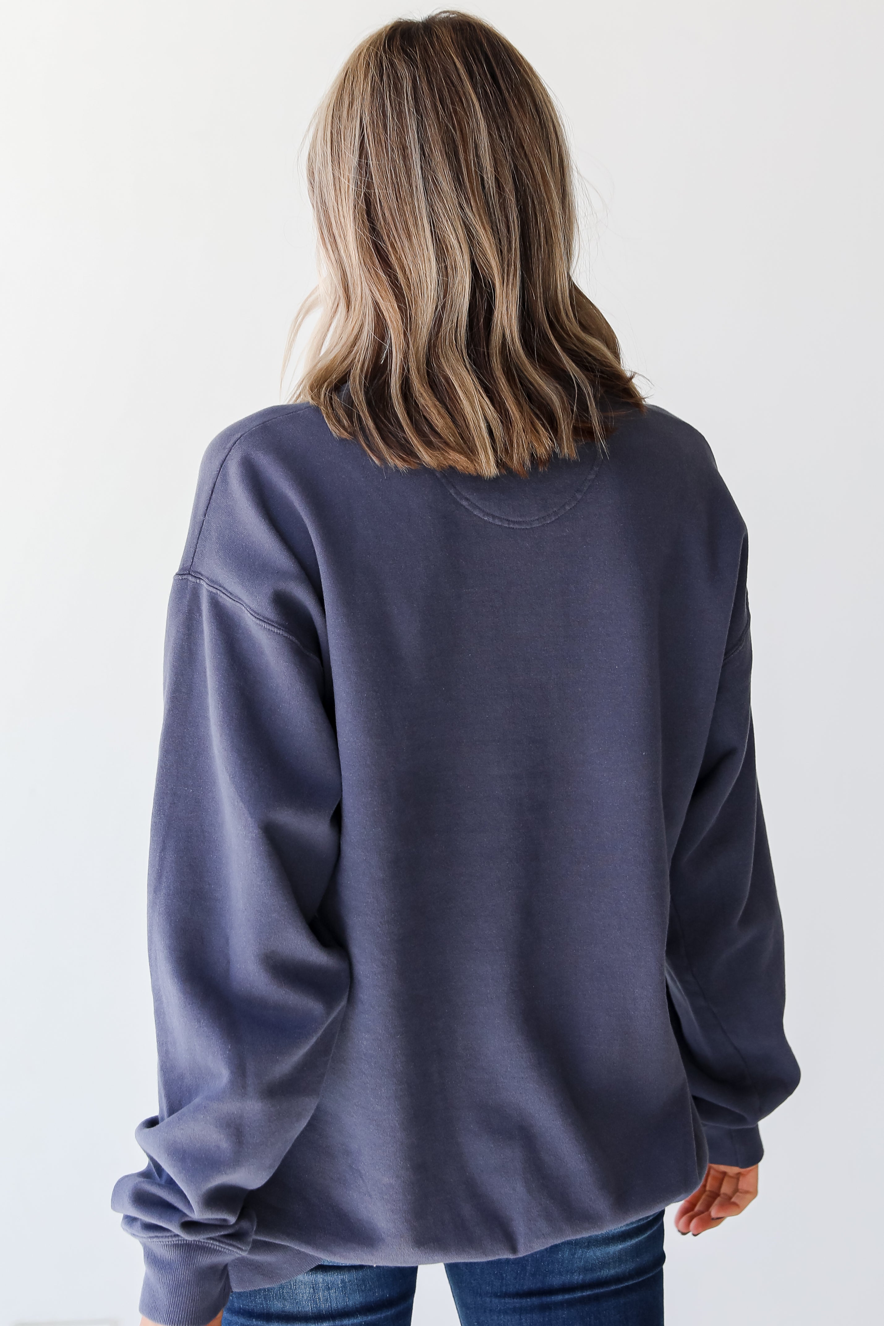 Denim Atlanta Baseball Pullover back view