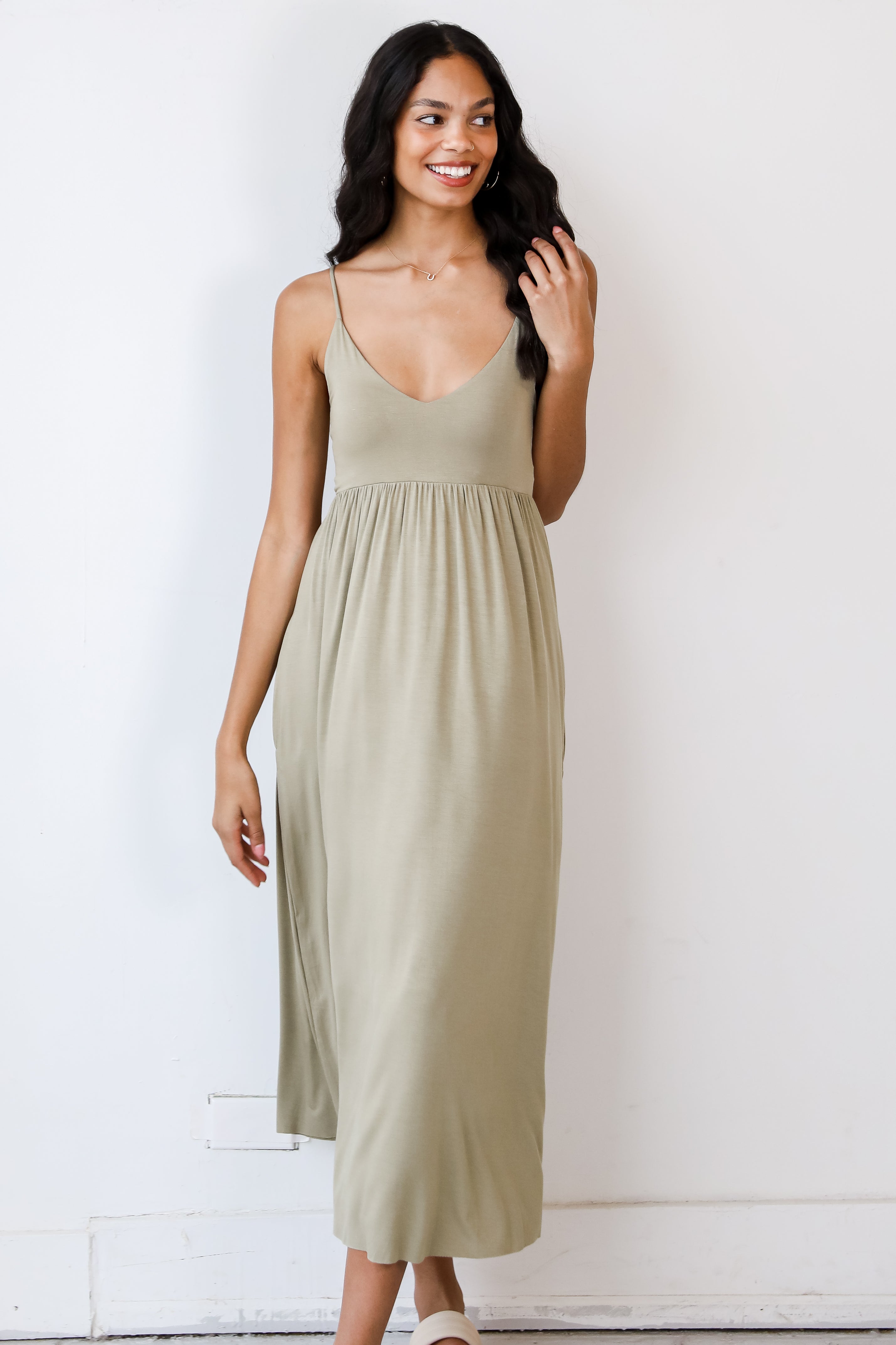 green Maxi Dress on model