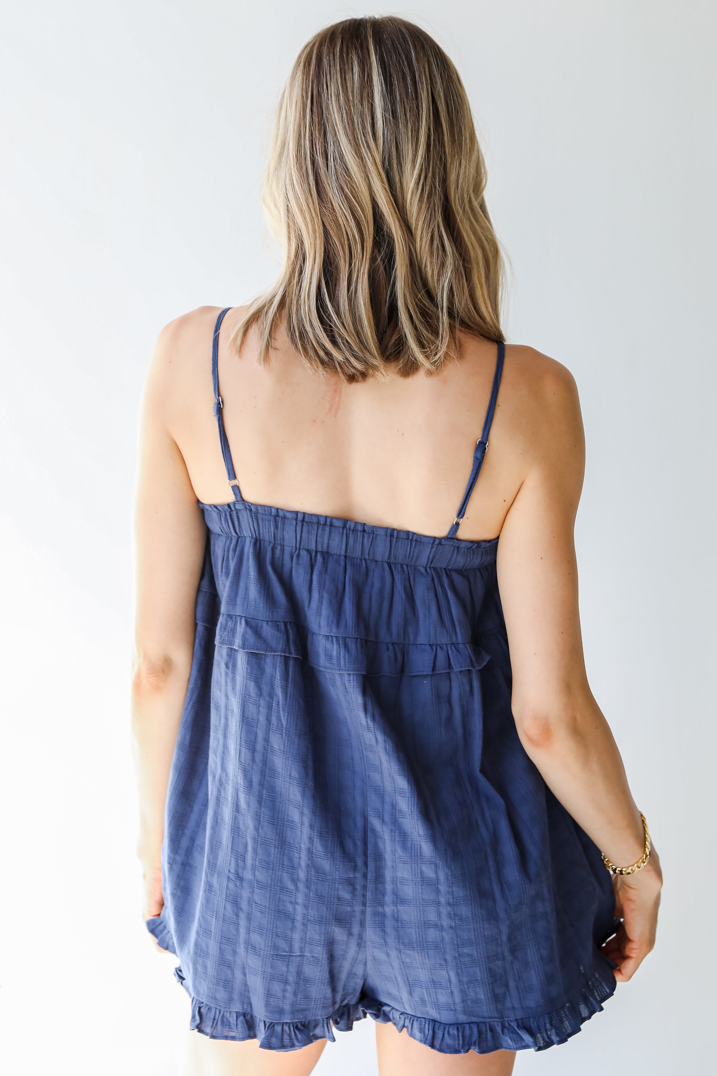 Romper in navy back view