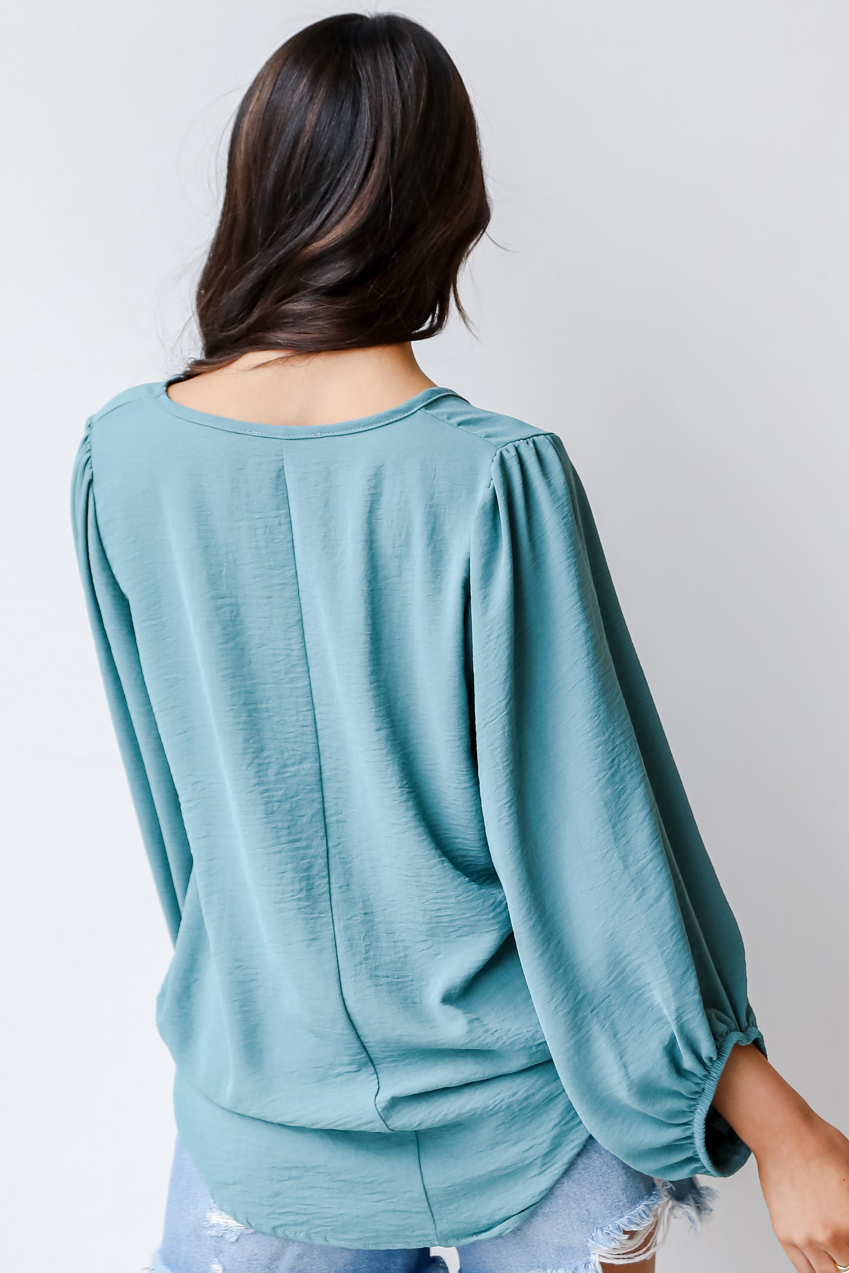 Blouse in seafoam back view