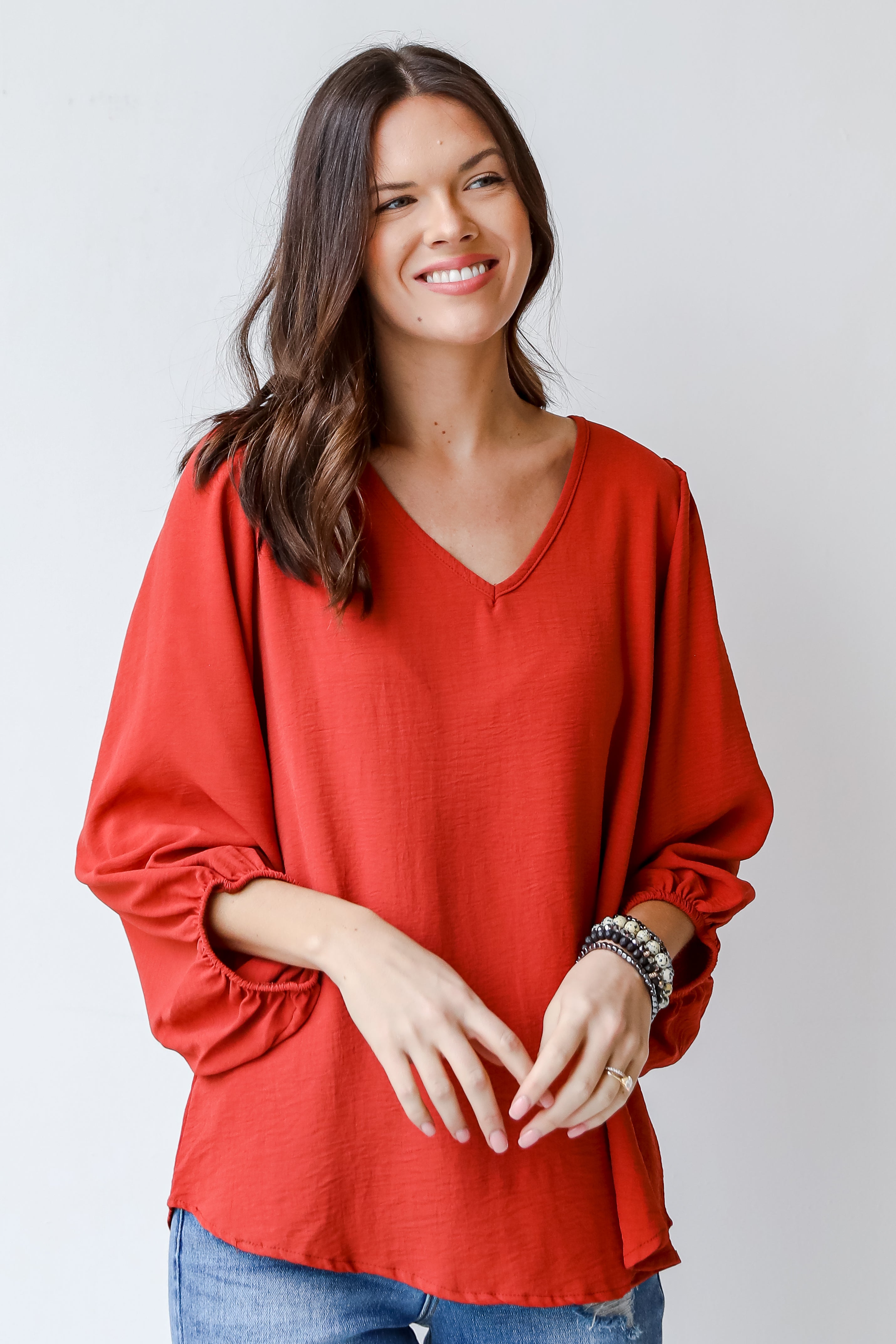 Blouse in brick front view