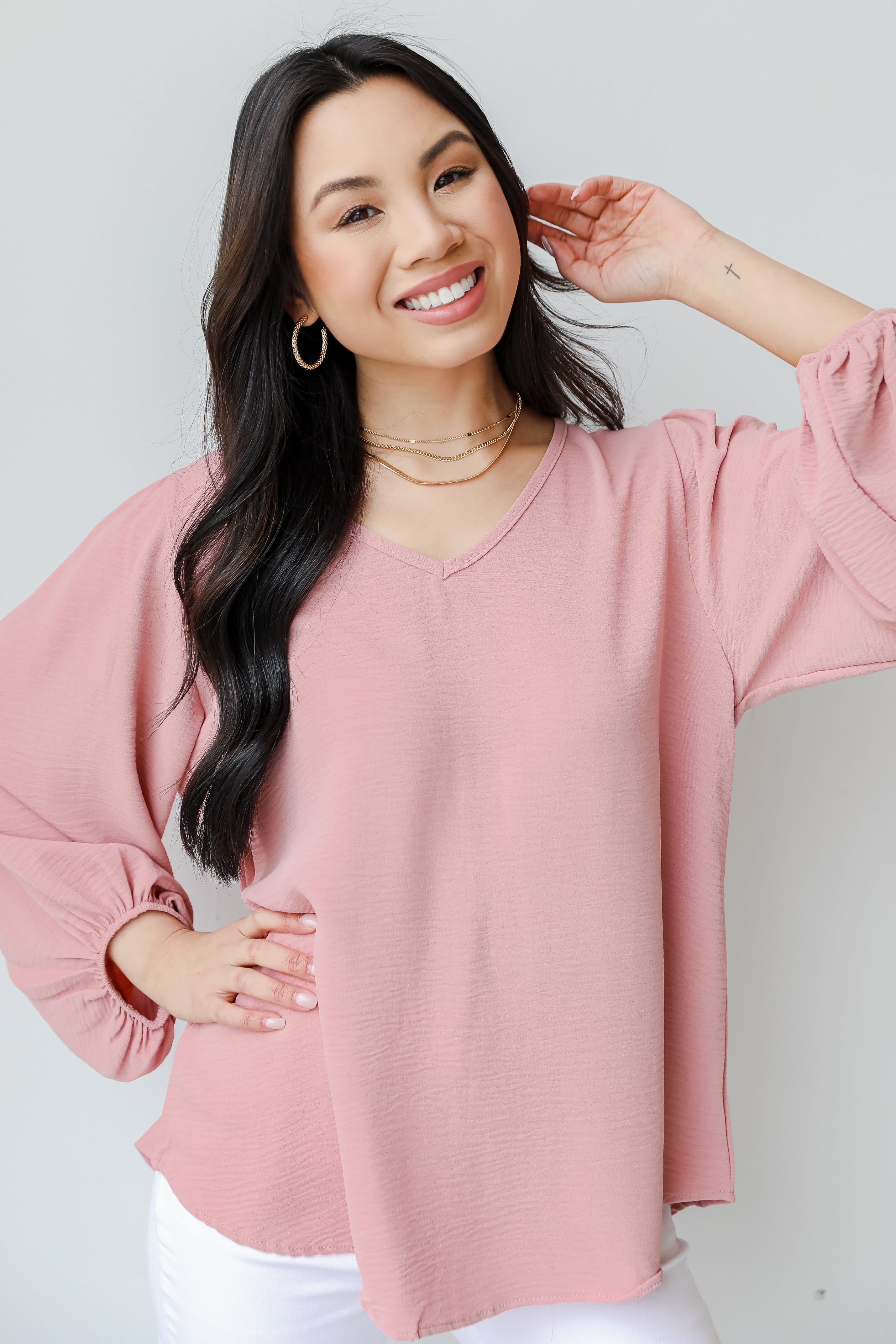 Blouse in mauve front view