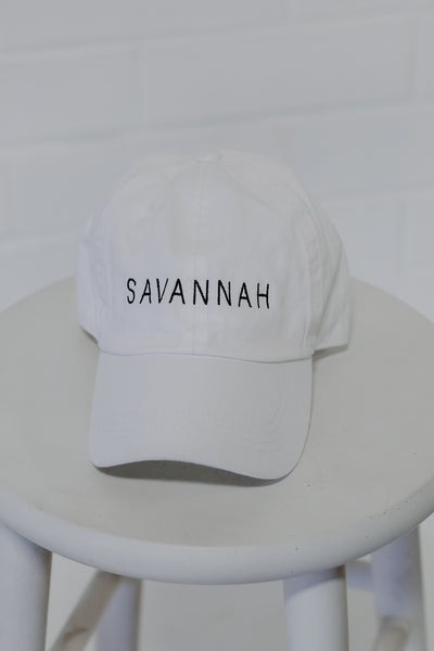 Savannah Embroidered Hat in white flat lay
