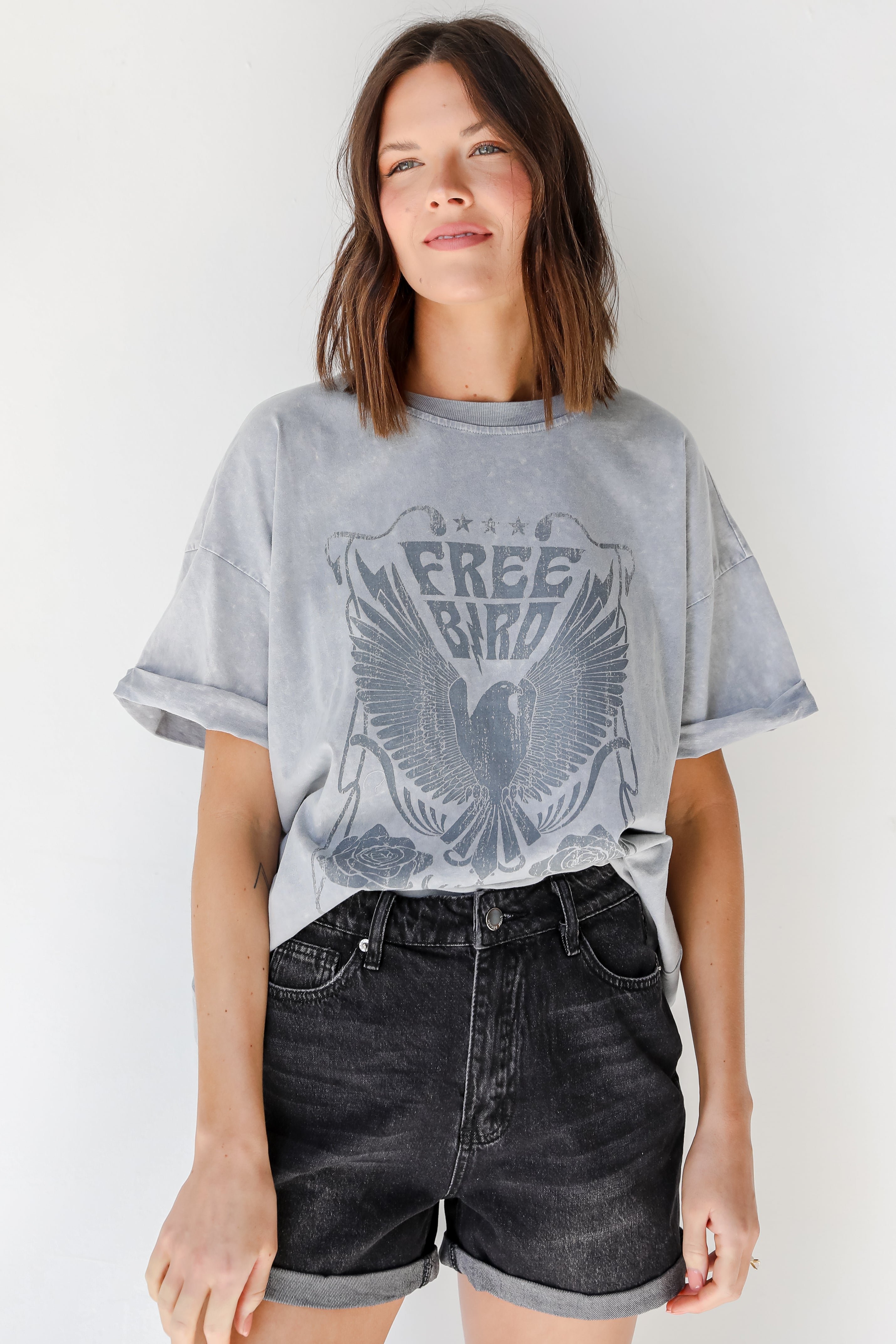 Black Denim Shorts front view