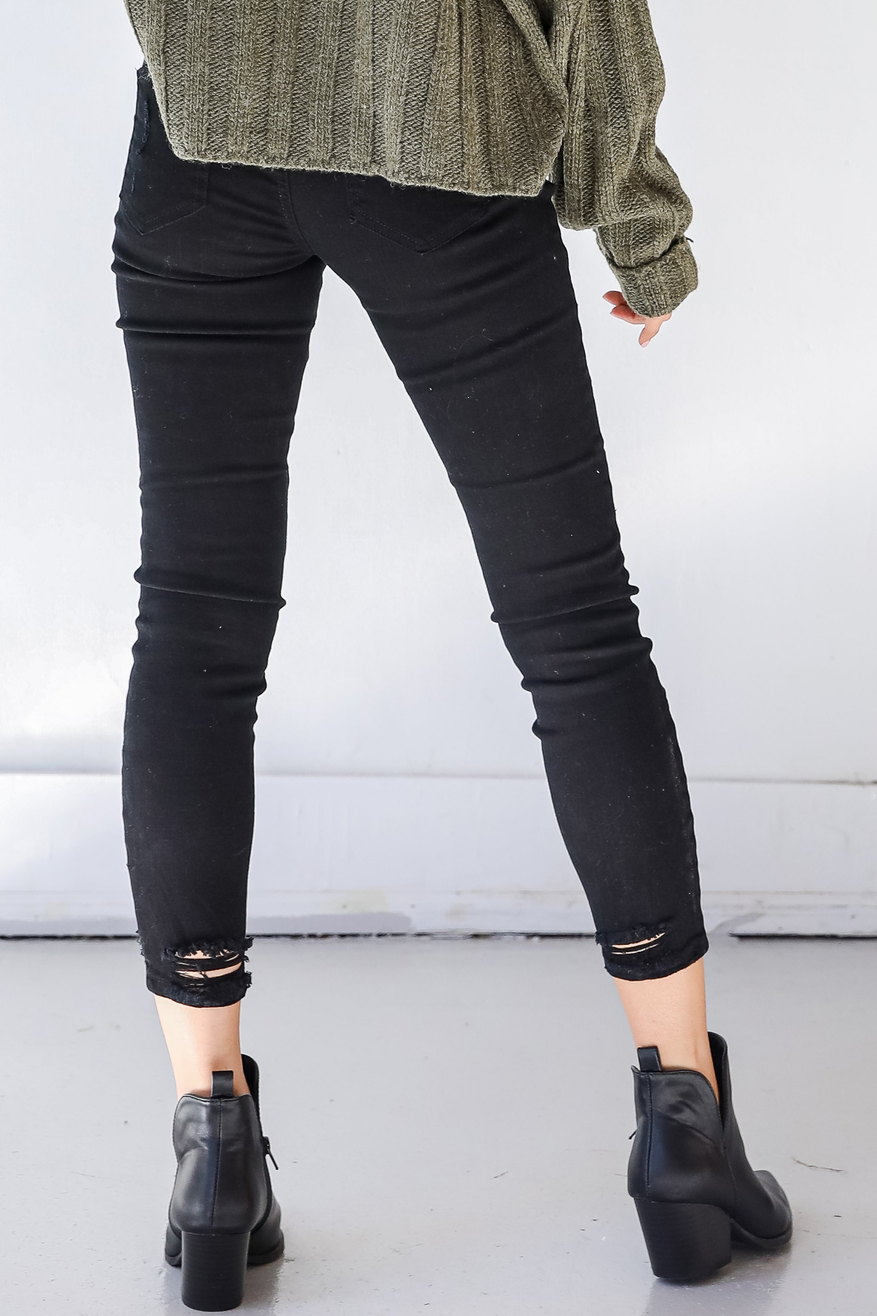 Distressed Black Skinny Jeans back view