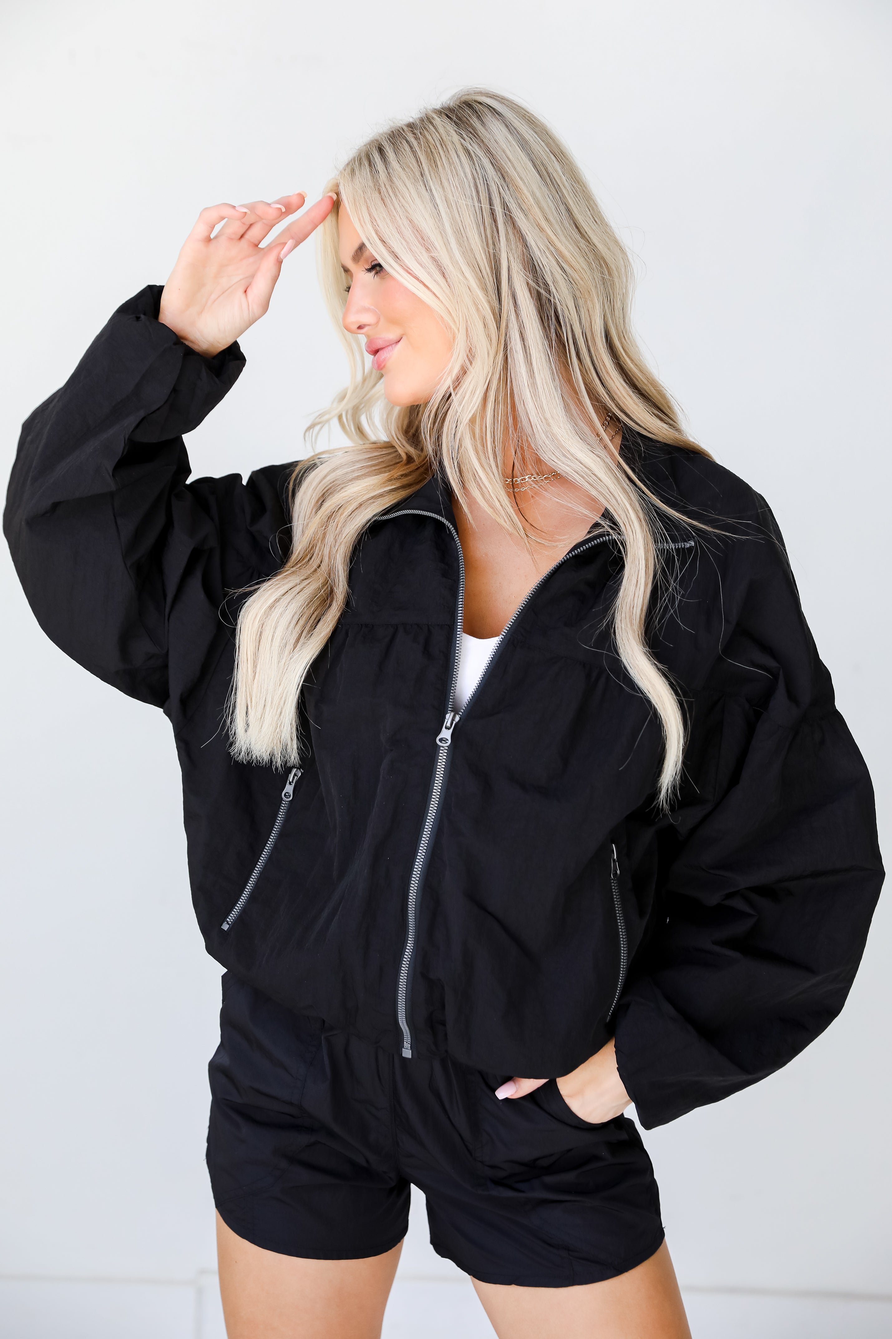 black Windbreaker Jacket