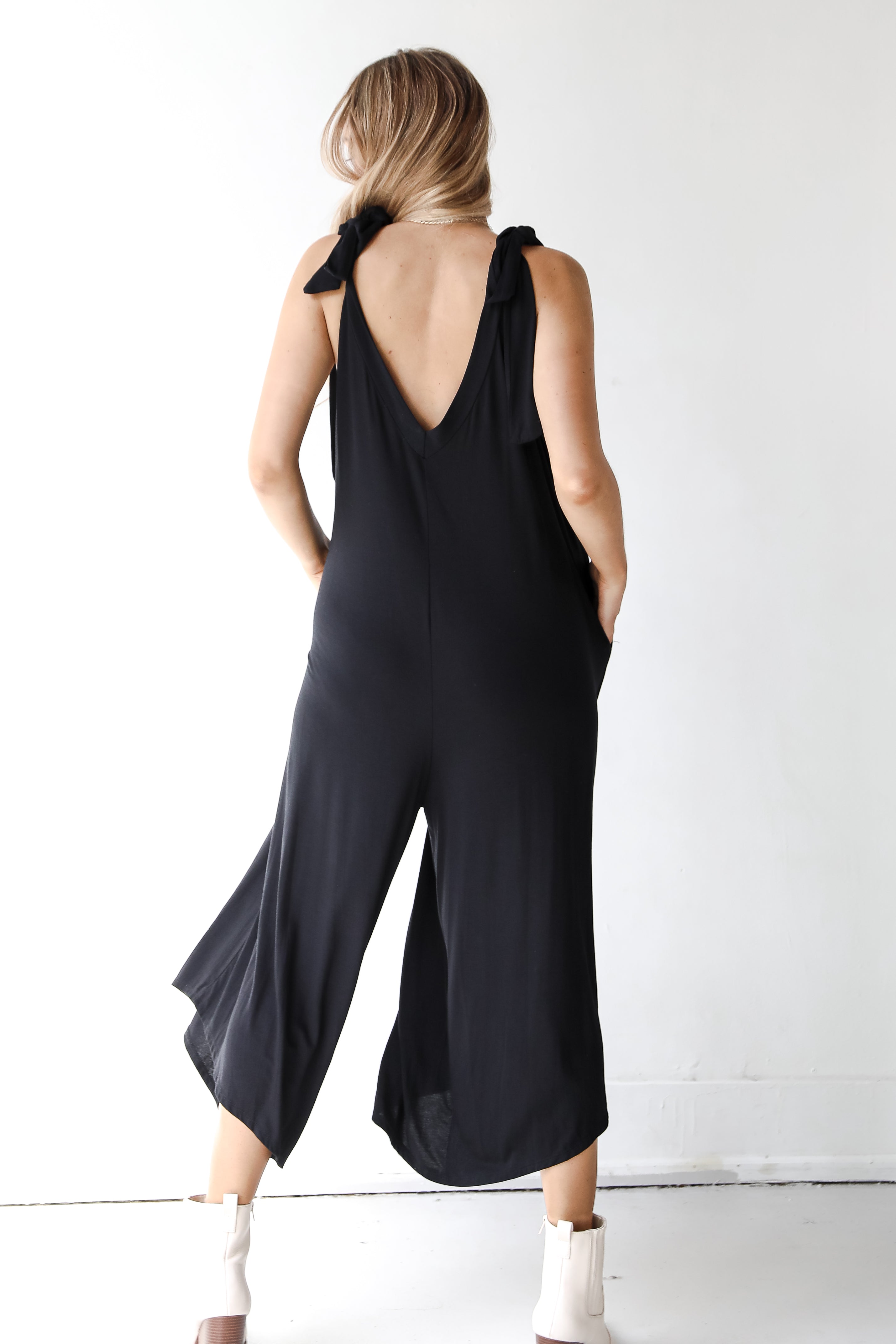 black jumpsuit back view