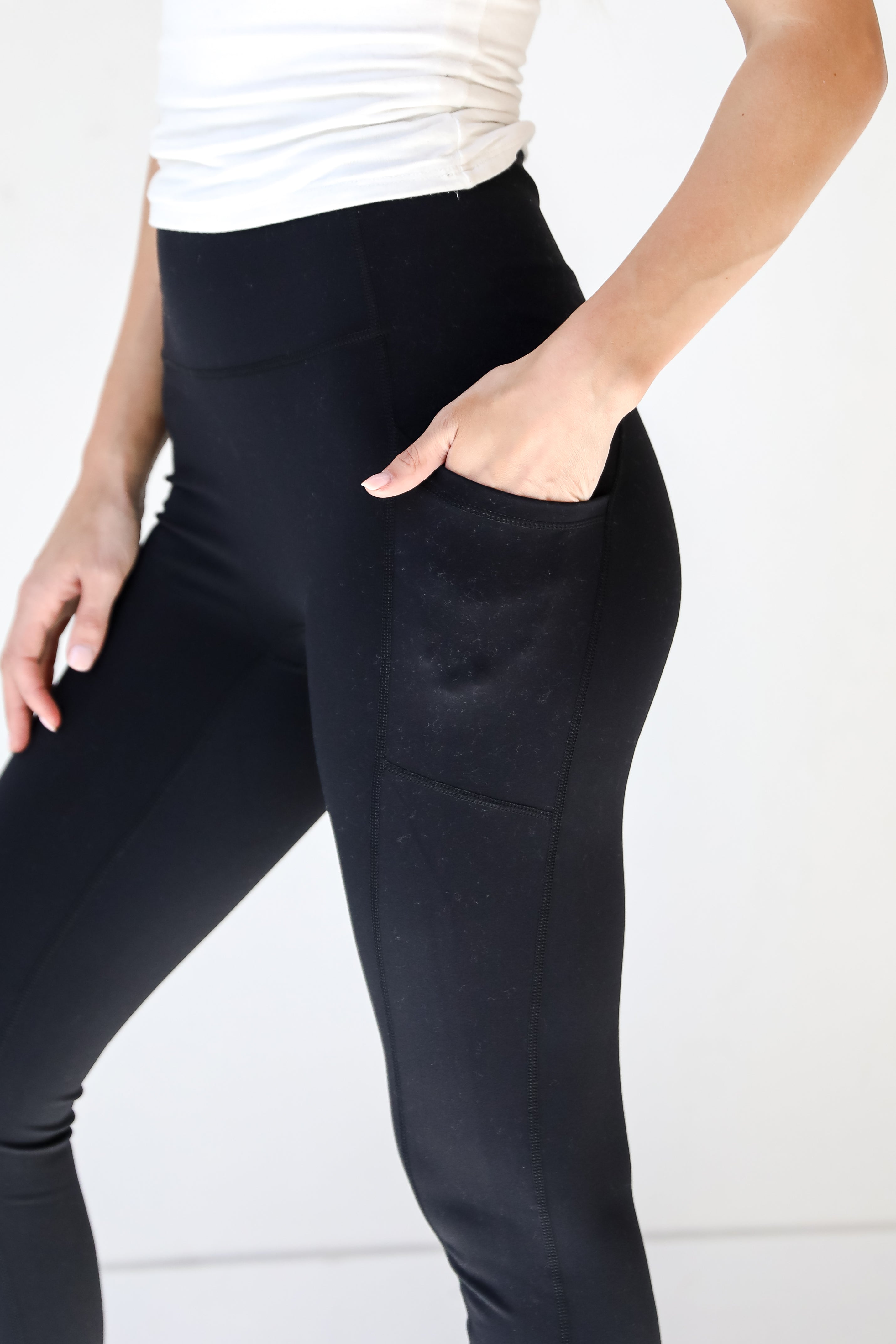 black High-Waisted Leggings close up